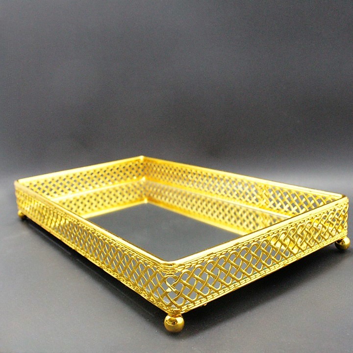 Miniatura 2 de bandeja frutera cuadrada dorada pequeña