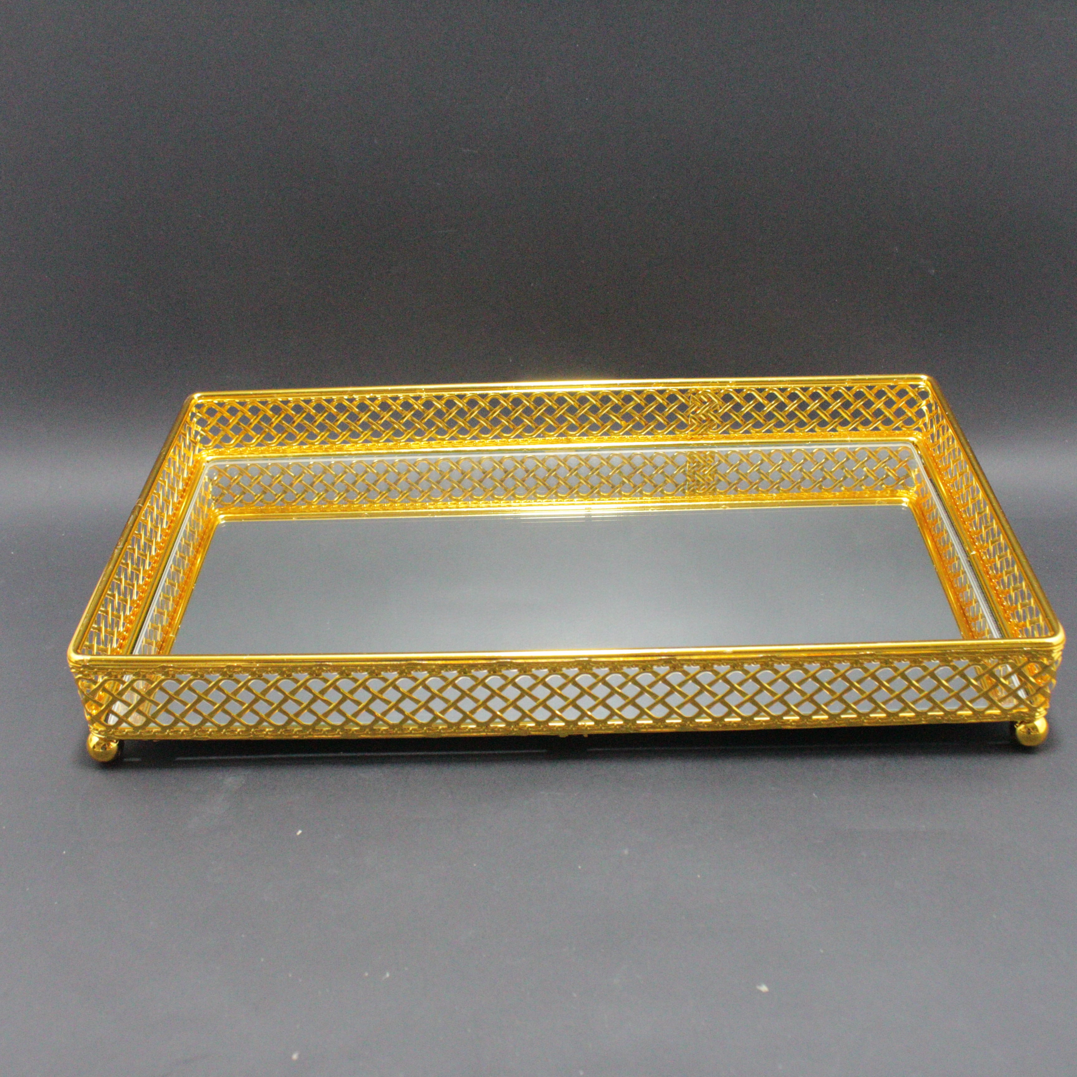 Miniatura 4 de bandeja frutera cuadrada dorada pequeña