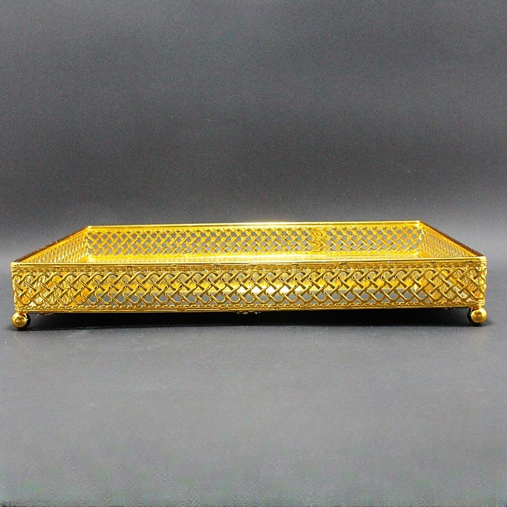 Miniatura 5 de bandeja frutera cuadrada dorada pequeña