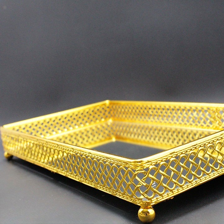 Miniatura 3 de bandeja frutera cuadrada dorada pequeña