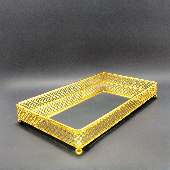 Miniatura 6 de bandeja frutera cuadrada dorada pequeña