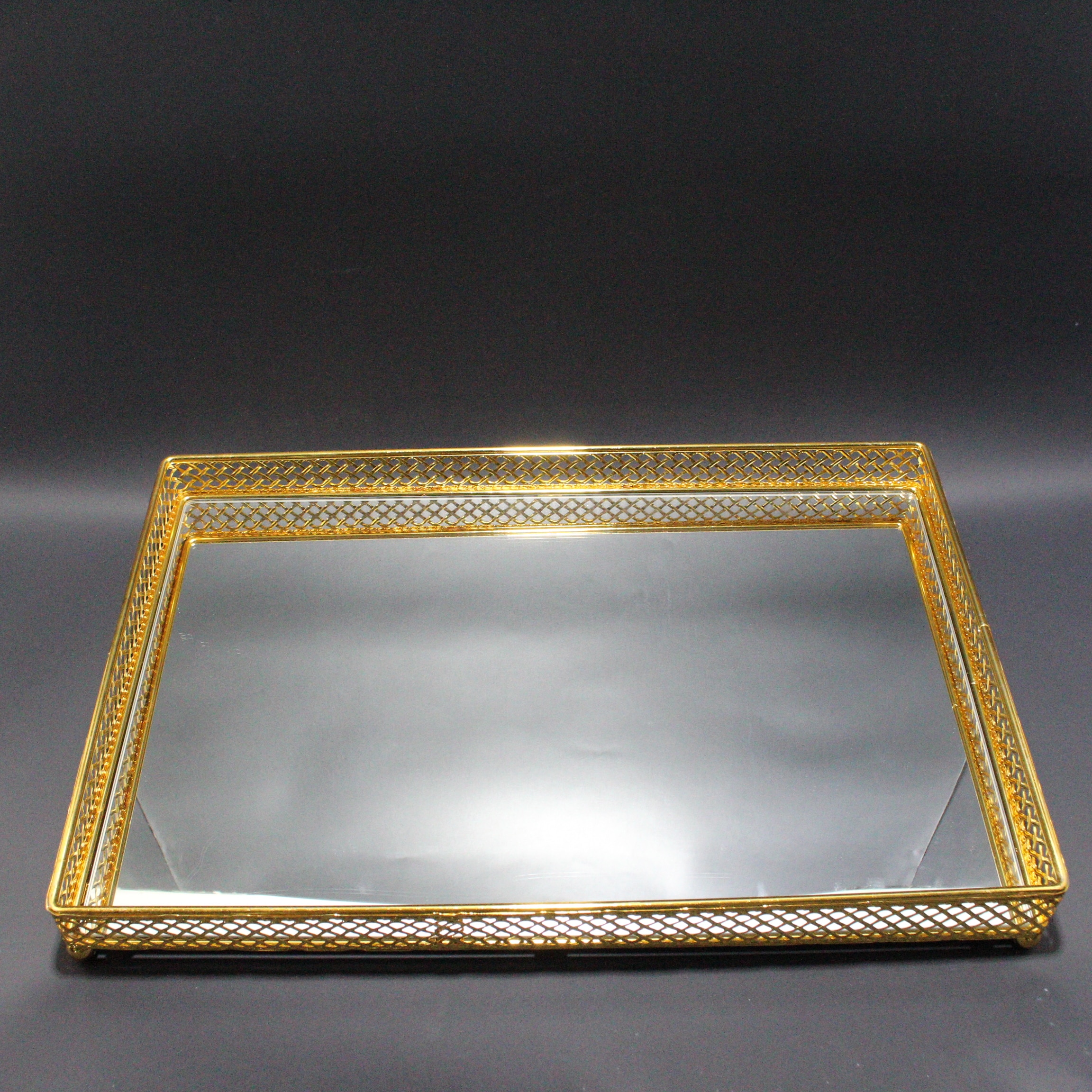 Miniatura 2 de bandeja frutera cuadrada dorada  grande