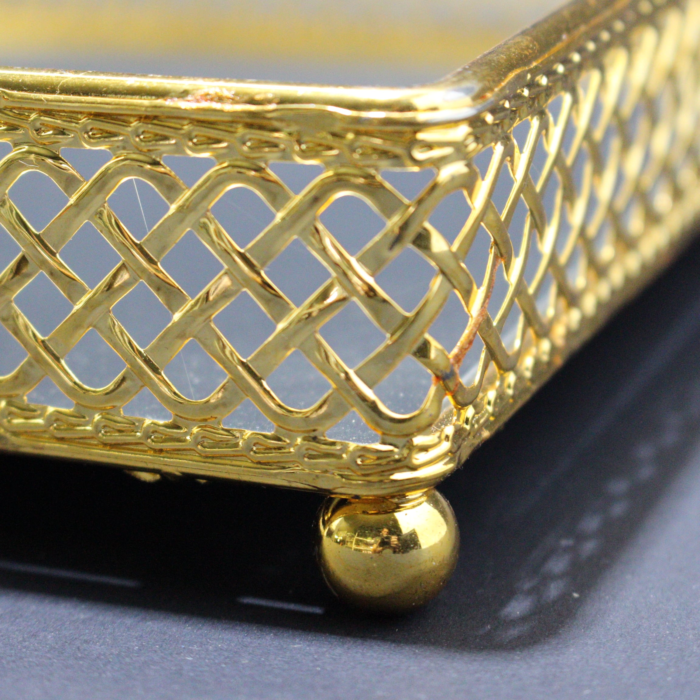 bandeja frutera cuadrada dorada  grande