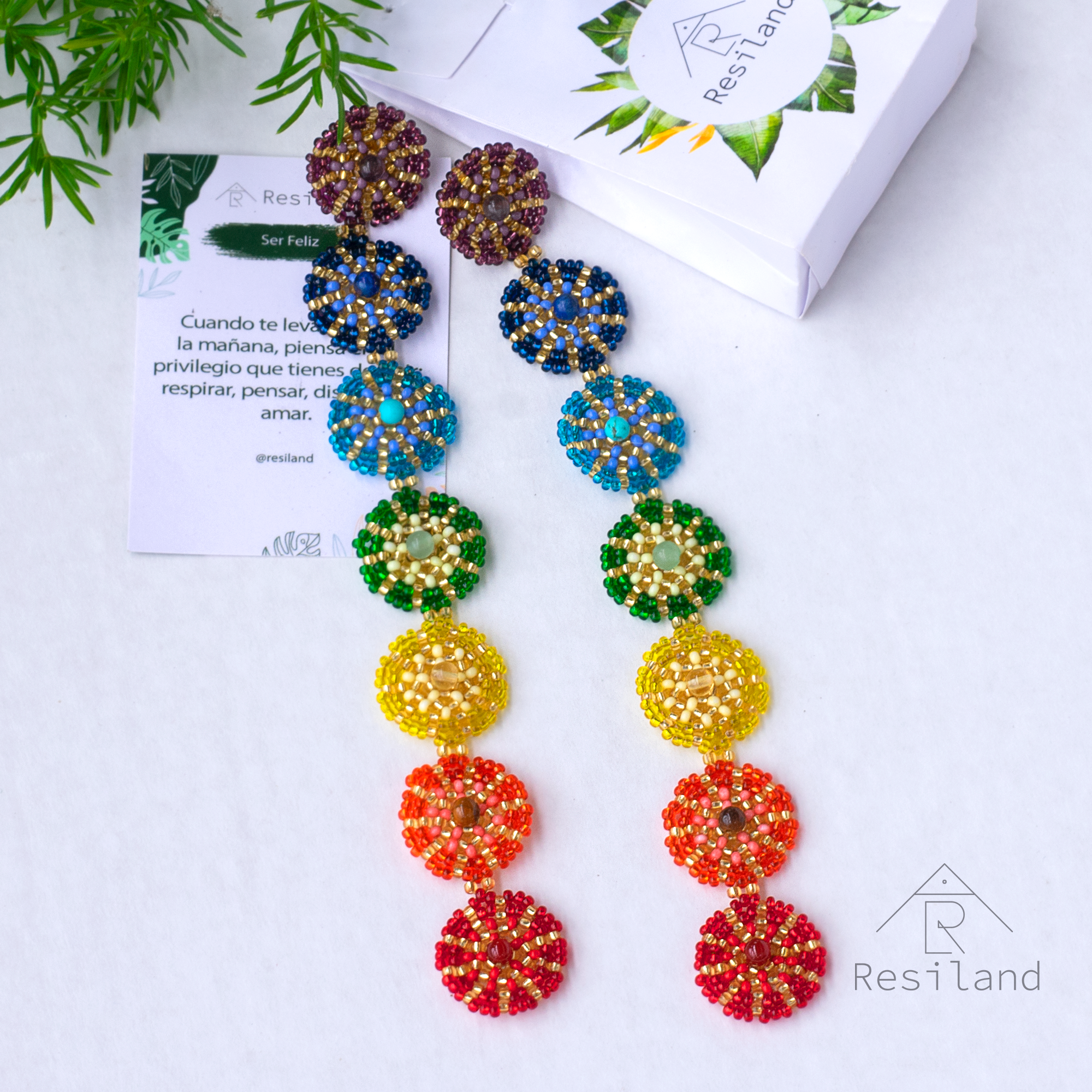 Miniatura 3 de Aretes Piedras 7 chakras largos