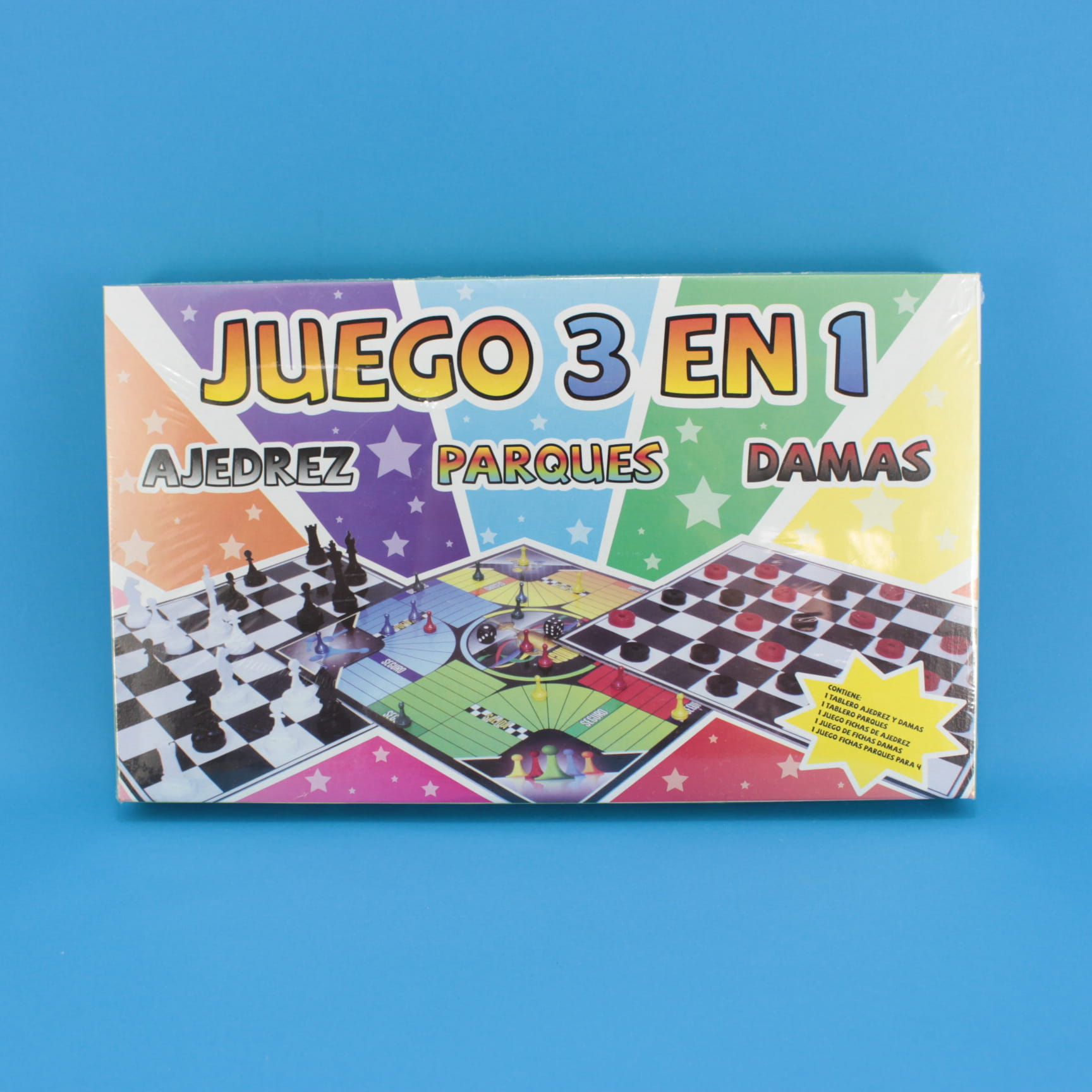 Juego tres en uno ajedrez parques damas