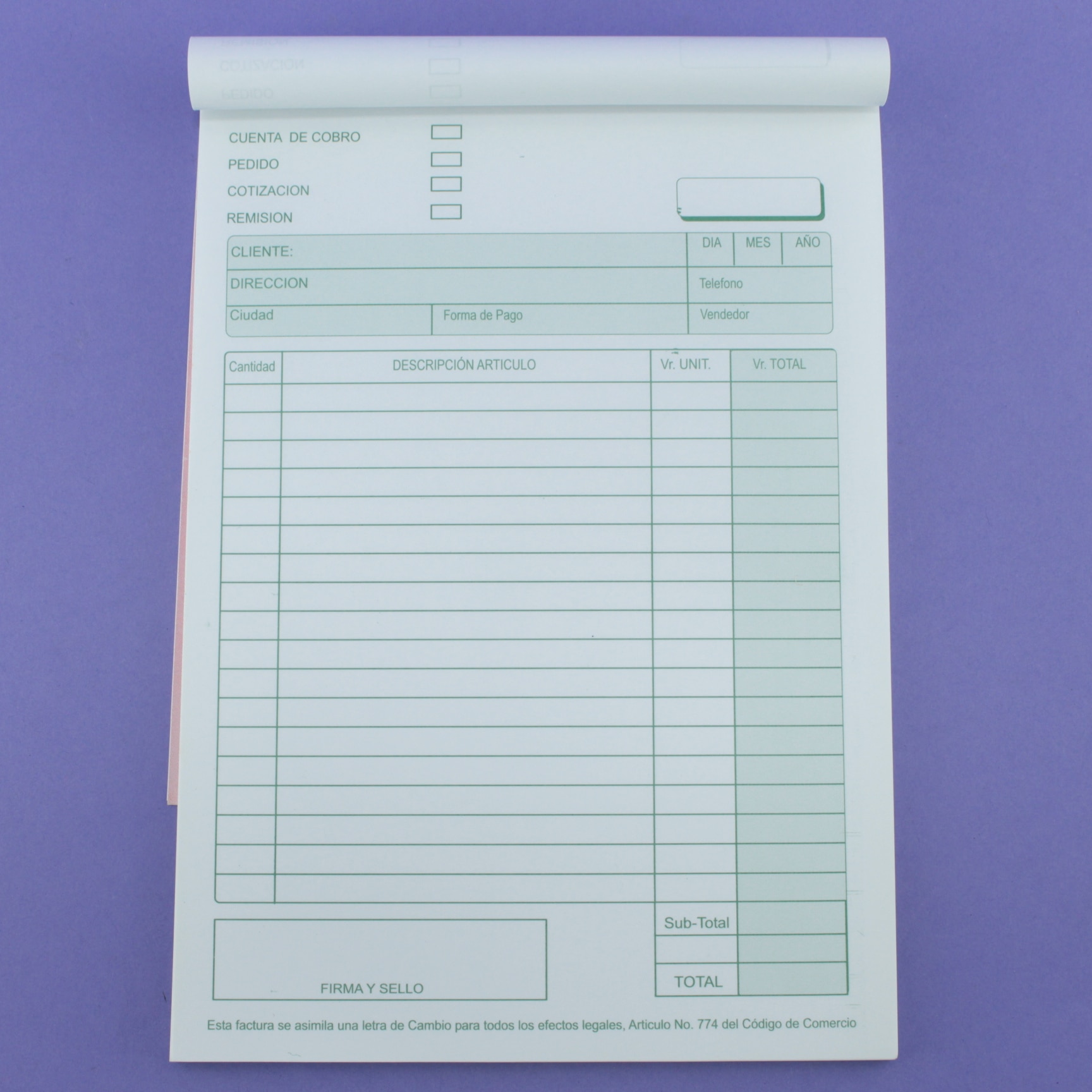 Cuenta de cobro 1/16