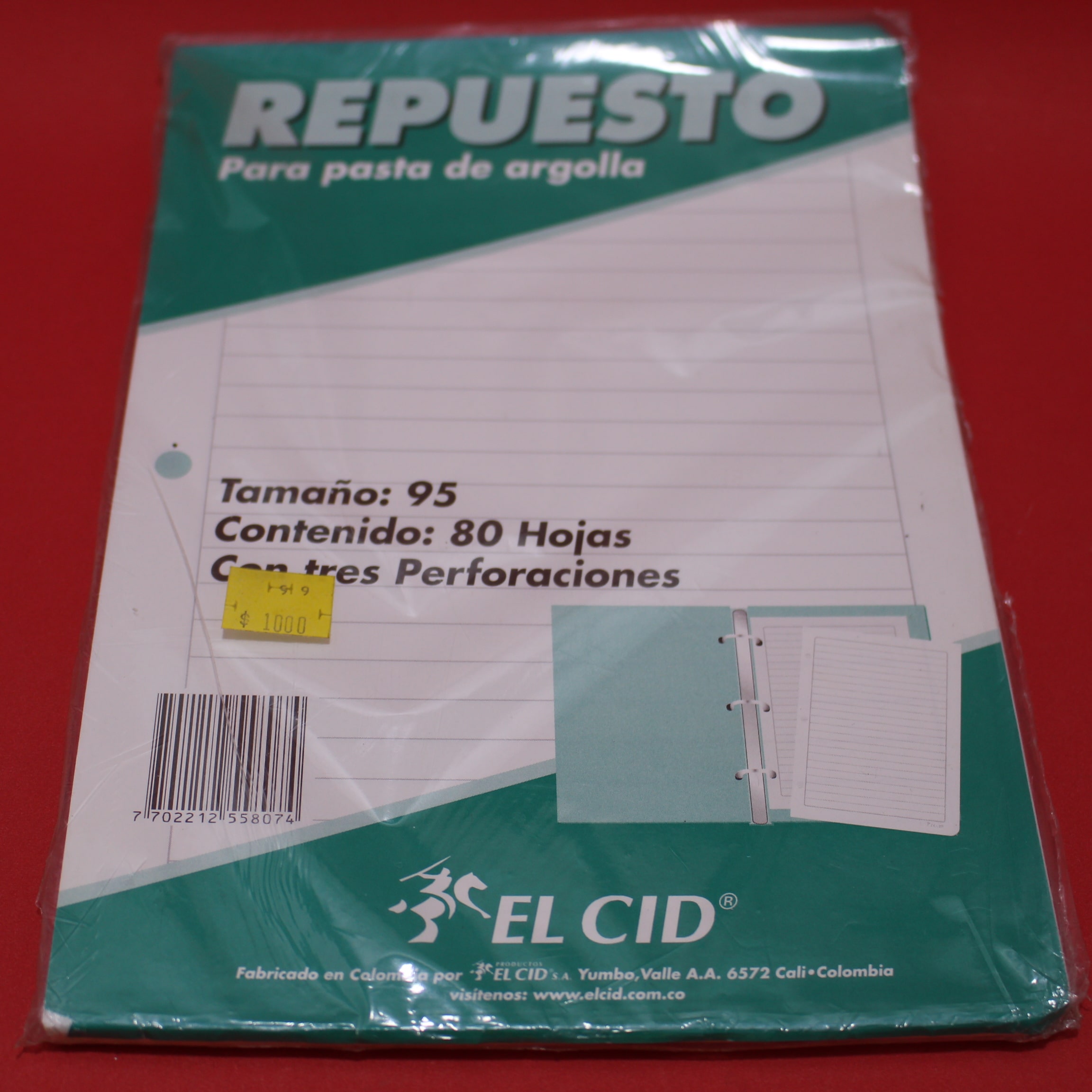 REPUESTO DE CUADERNO PASTA