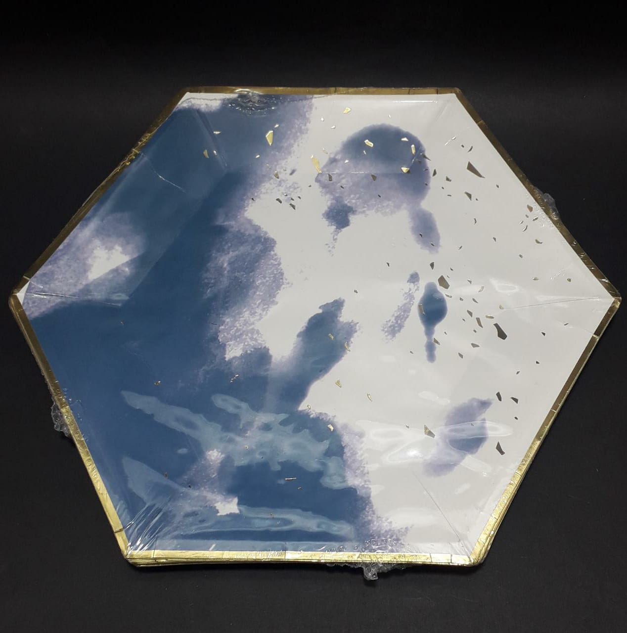 plato x 10 Hexagonal combinado azul bla