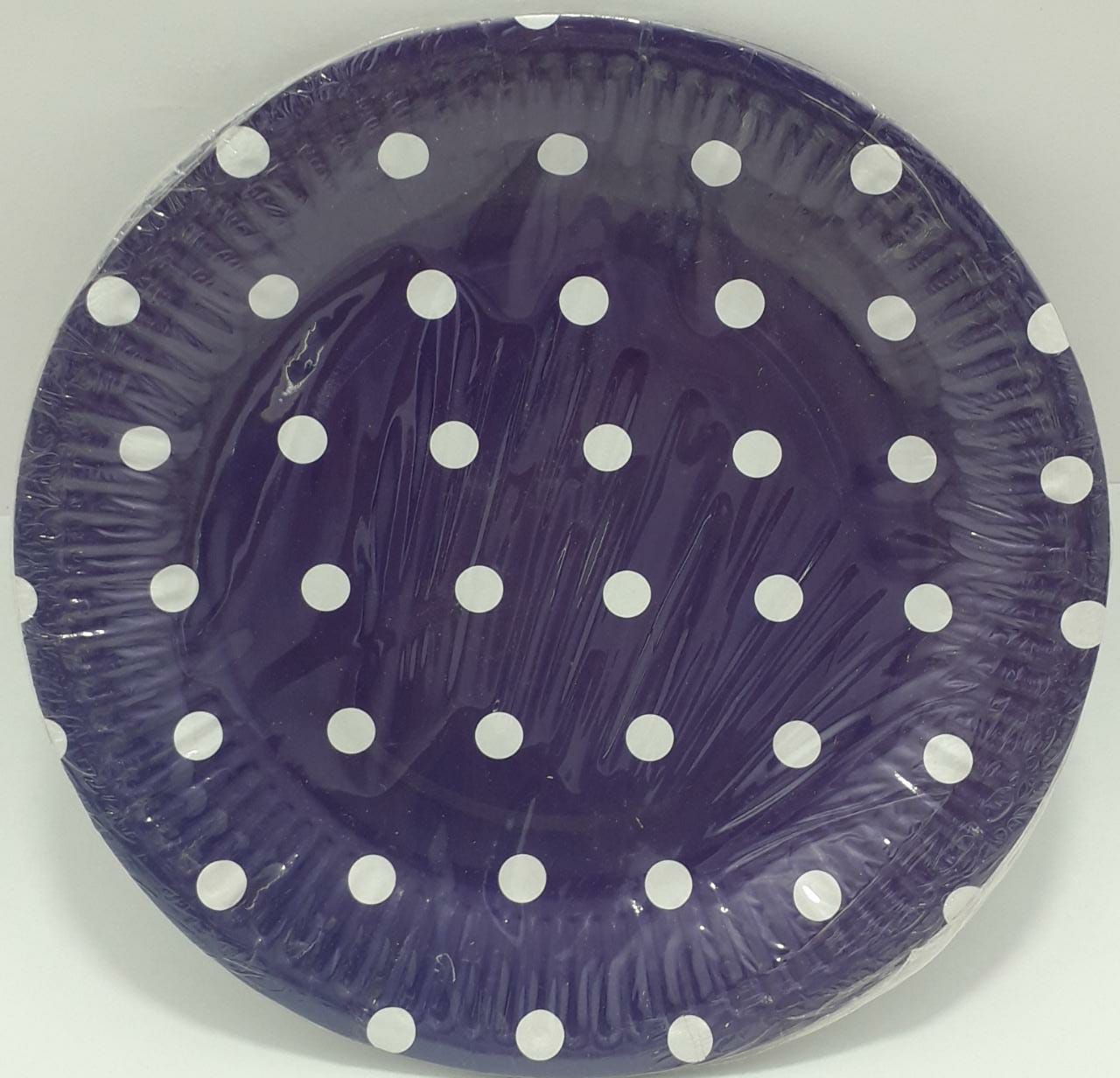 PLATO MORADO PUNTOS BLANCOS 18CM X 10 U