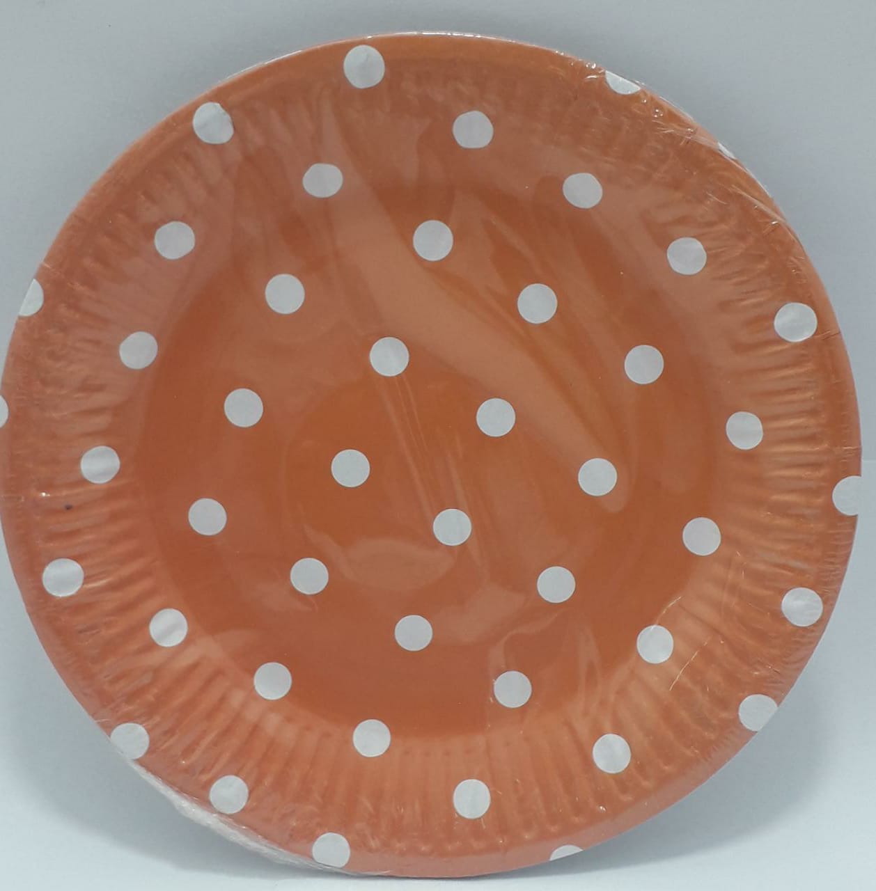 PLATO NARANJA PUNTOS BLANCOS 18CM X 10