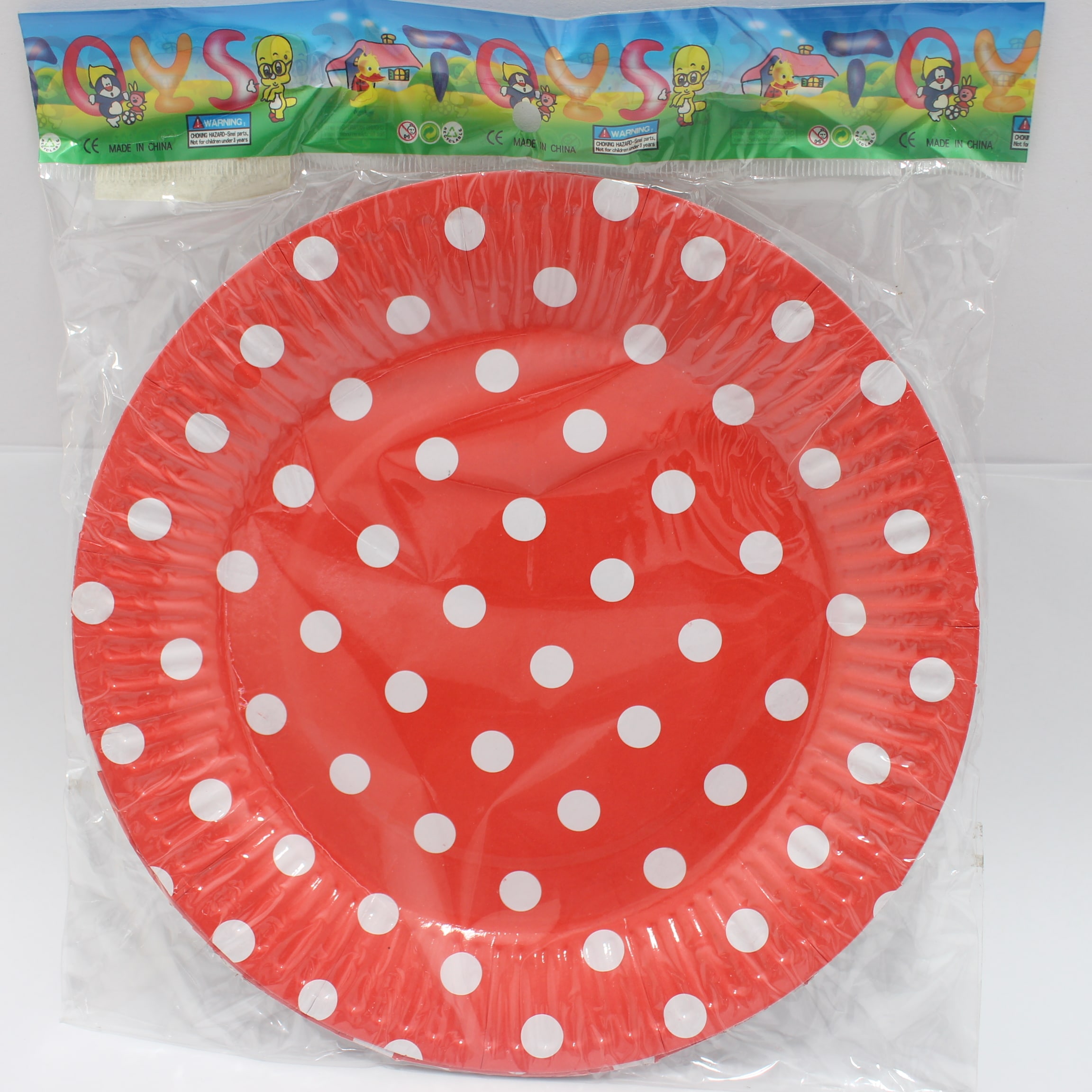 PLATO CARTON PUNTOS ROJO 18CM X 10 UNID