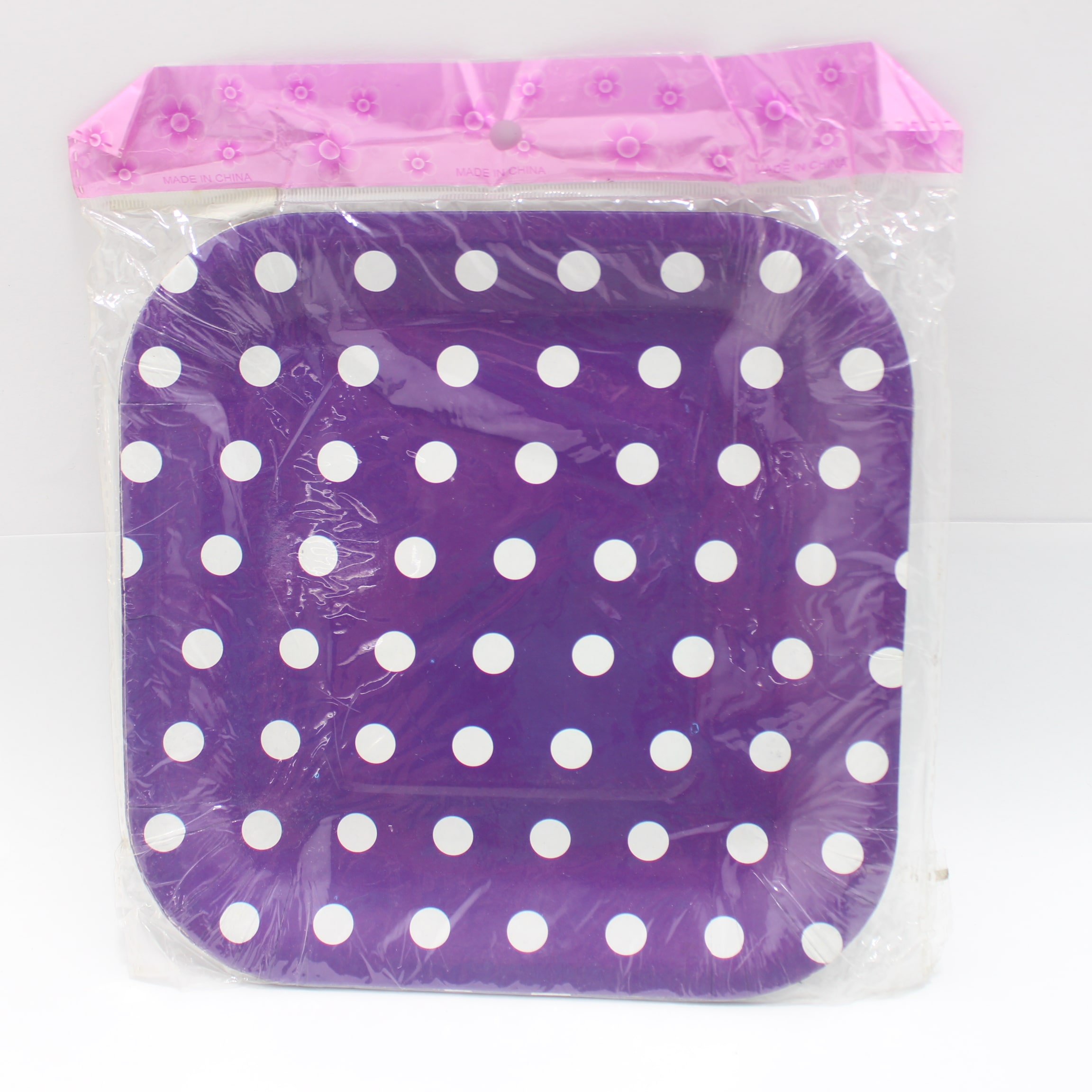 PLATO CUADRADO MORADO OSCURO PUNTOS 19