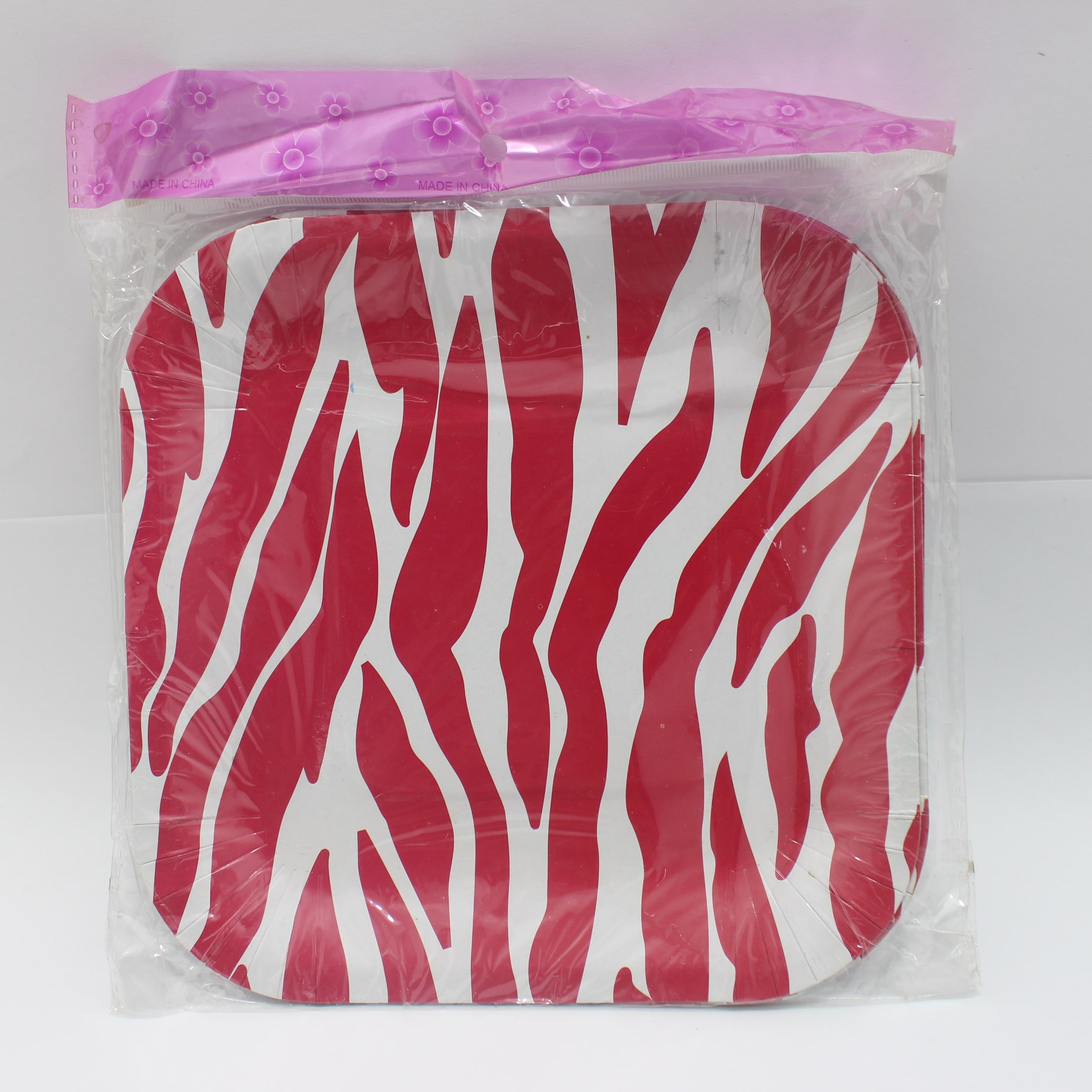 PLATO CUADRADO ROJO ANIMAL PRINT 19CM X