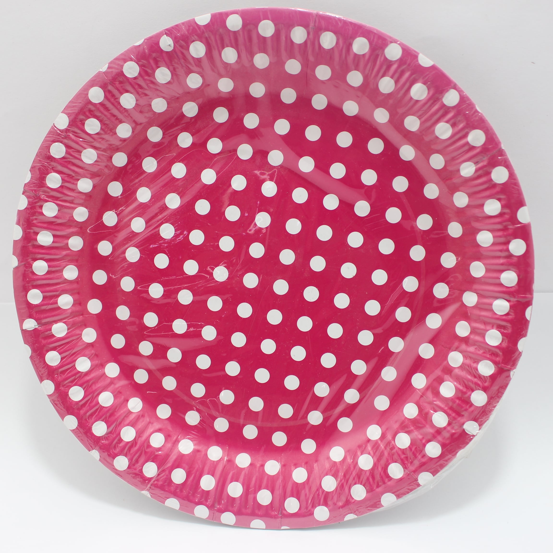 PLATO FUSCIA PUNTOS BLANCOS 23CM X 10 U