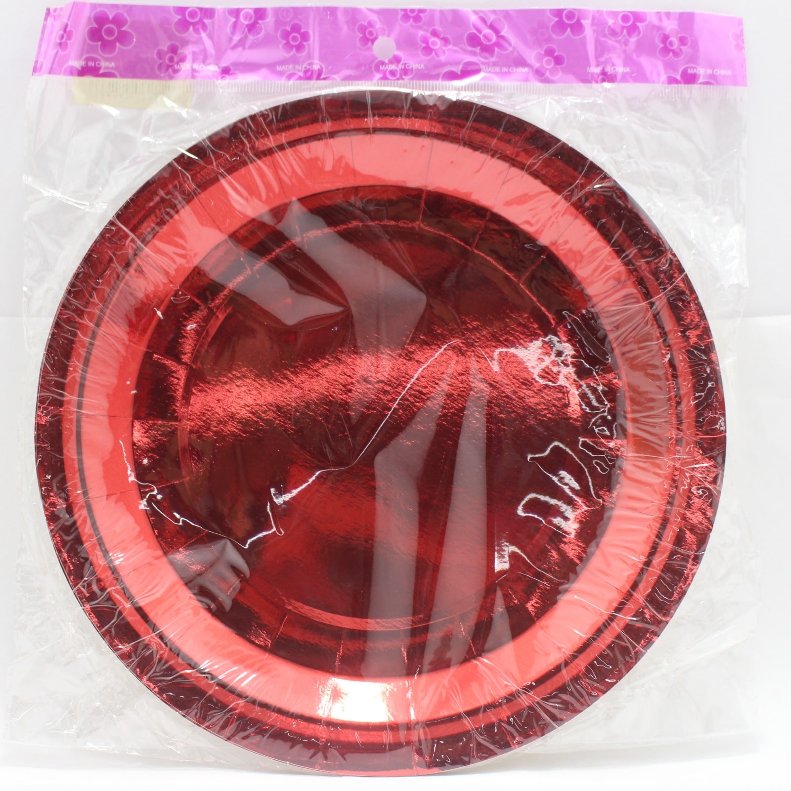 PLATO METALIZADO ROJO EN BOLSA 23 CM X
