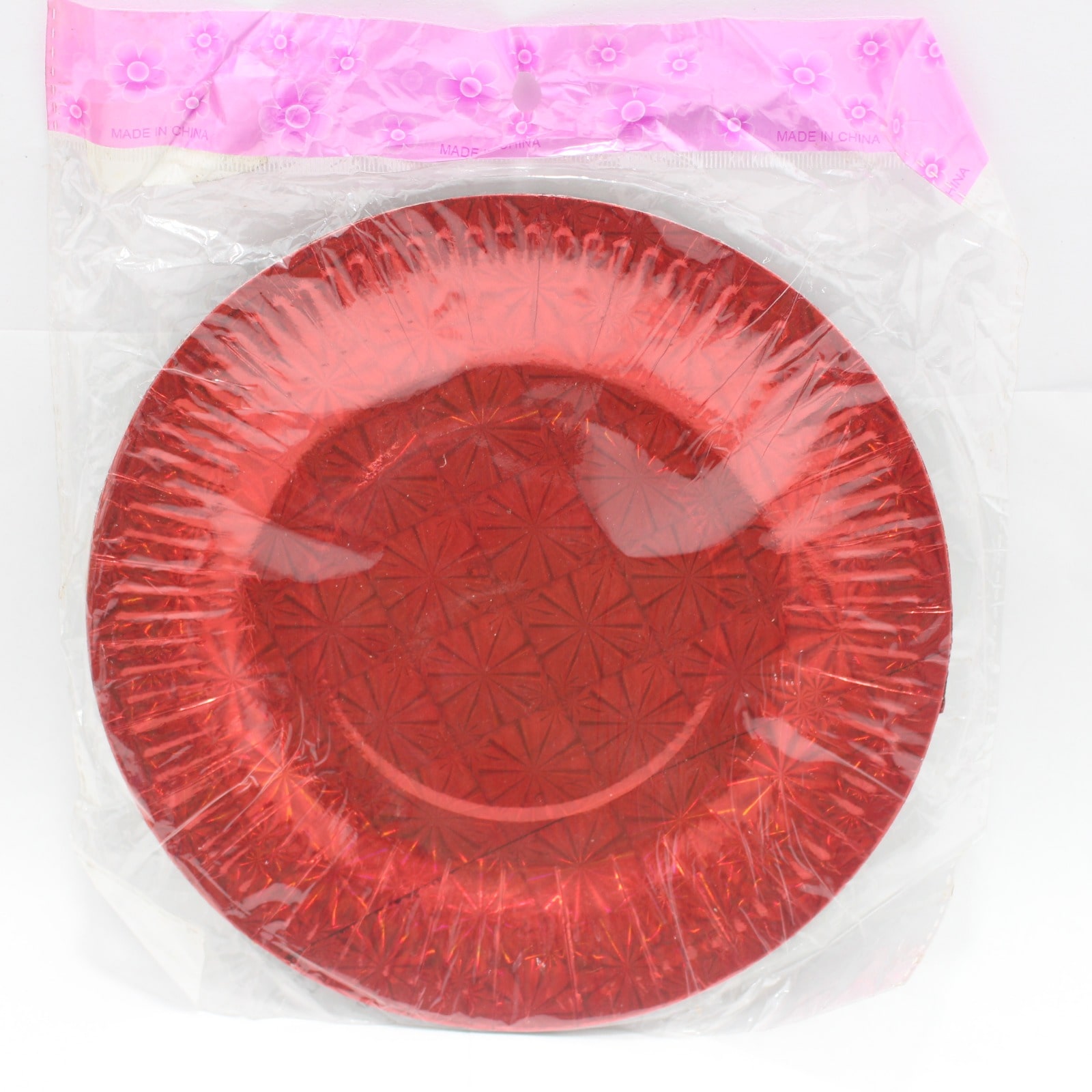 PLATO ROJO HOLOGRAFICO CARTON 18CM X 10