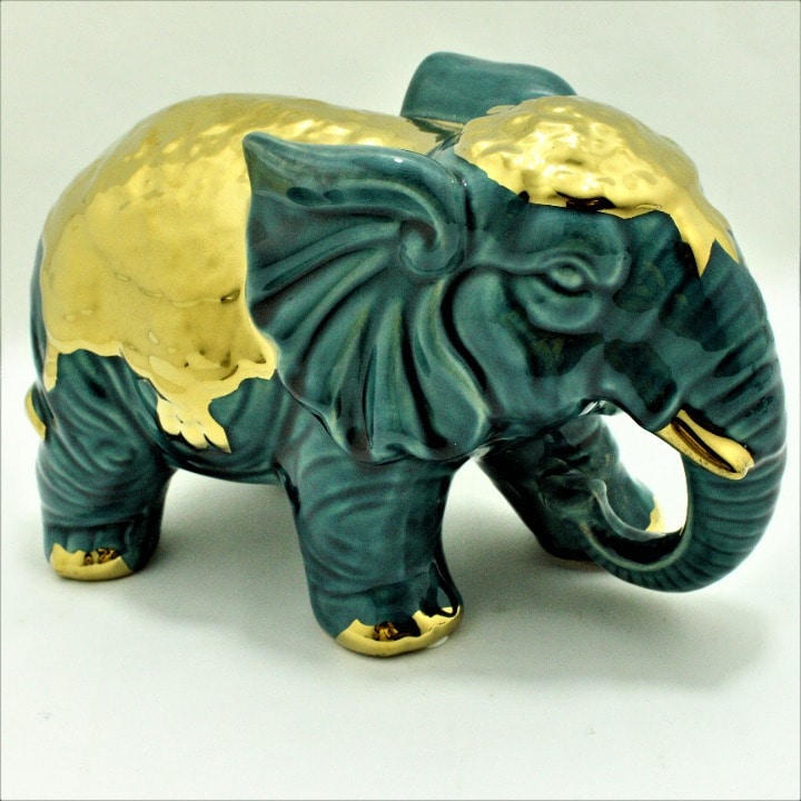 Miniatura 3 de Elefante decorativo verde con dorado