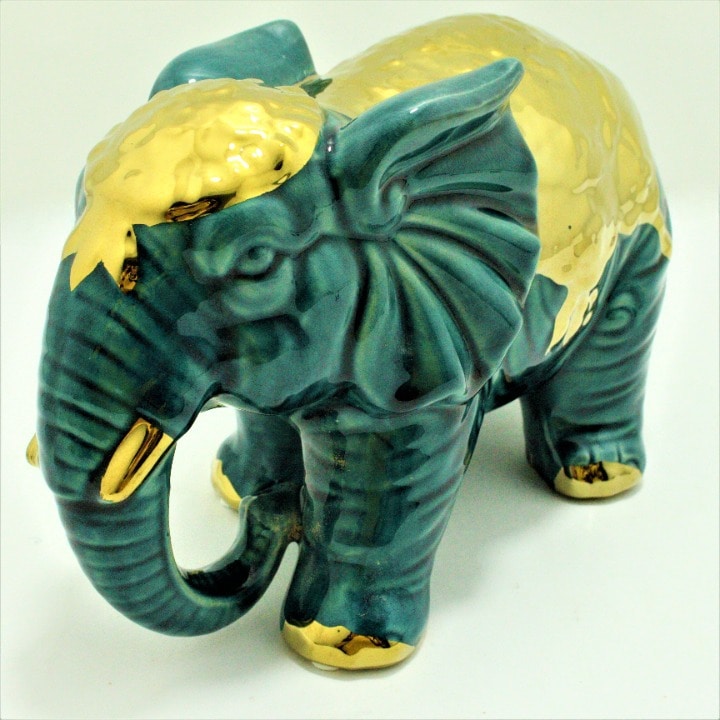 Miniatura 4 de Elefante decorativo verde con dorado