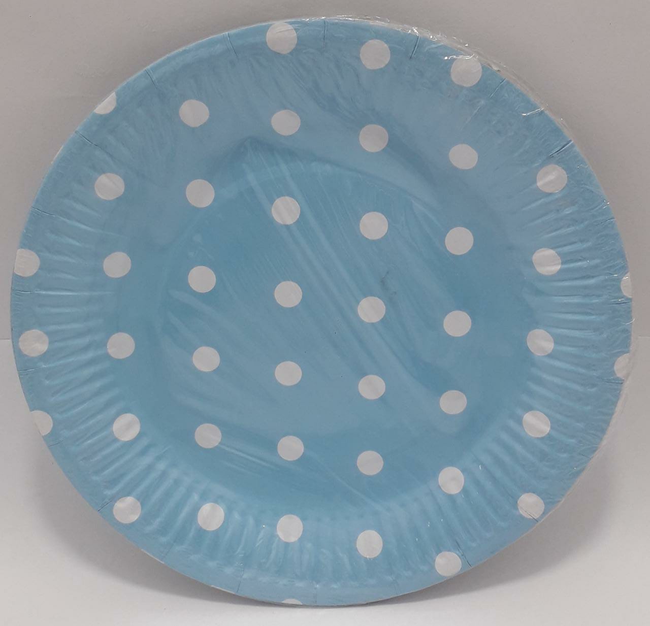 PLATO AZUL CLARO PUNTOS BLANCOS 18CM X