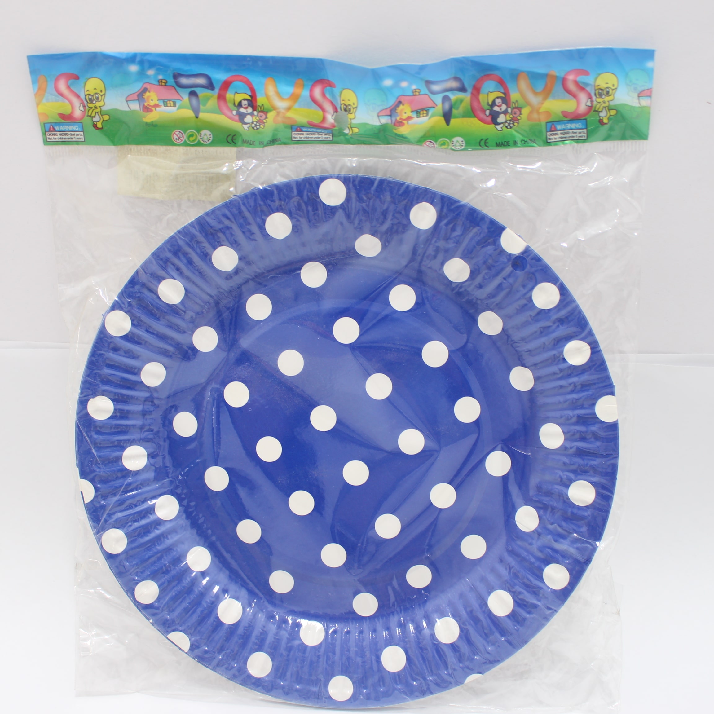 PLATO CARTON PUNTOS AZUL OSCURO 18CM X