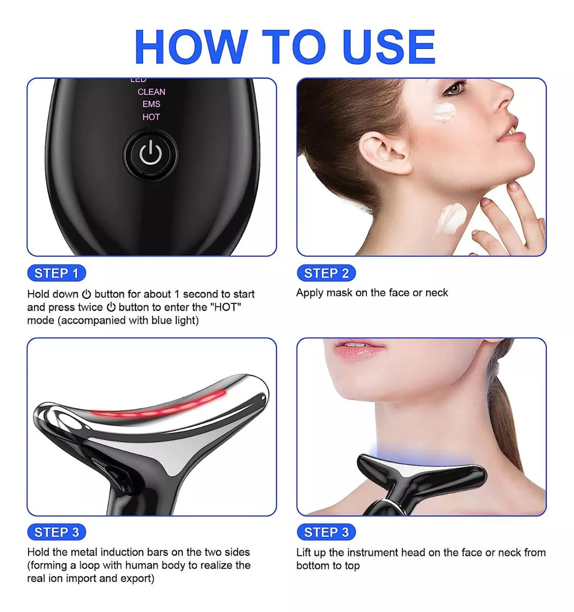 Vista 4 de Masajeador Facial Reductor Arrugas - COLOR: BLANCO