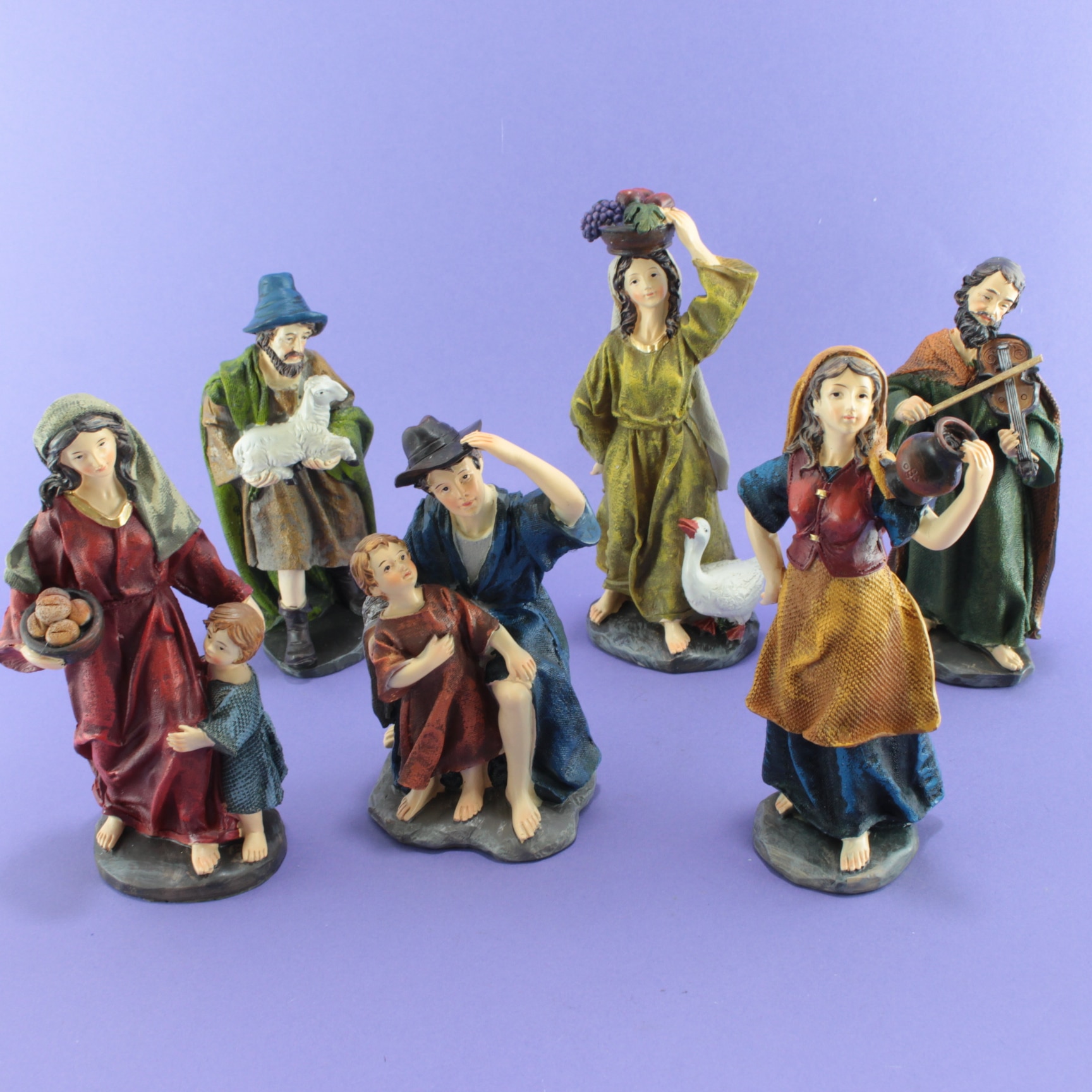 Juego de aldeanos para pesebre 6"