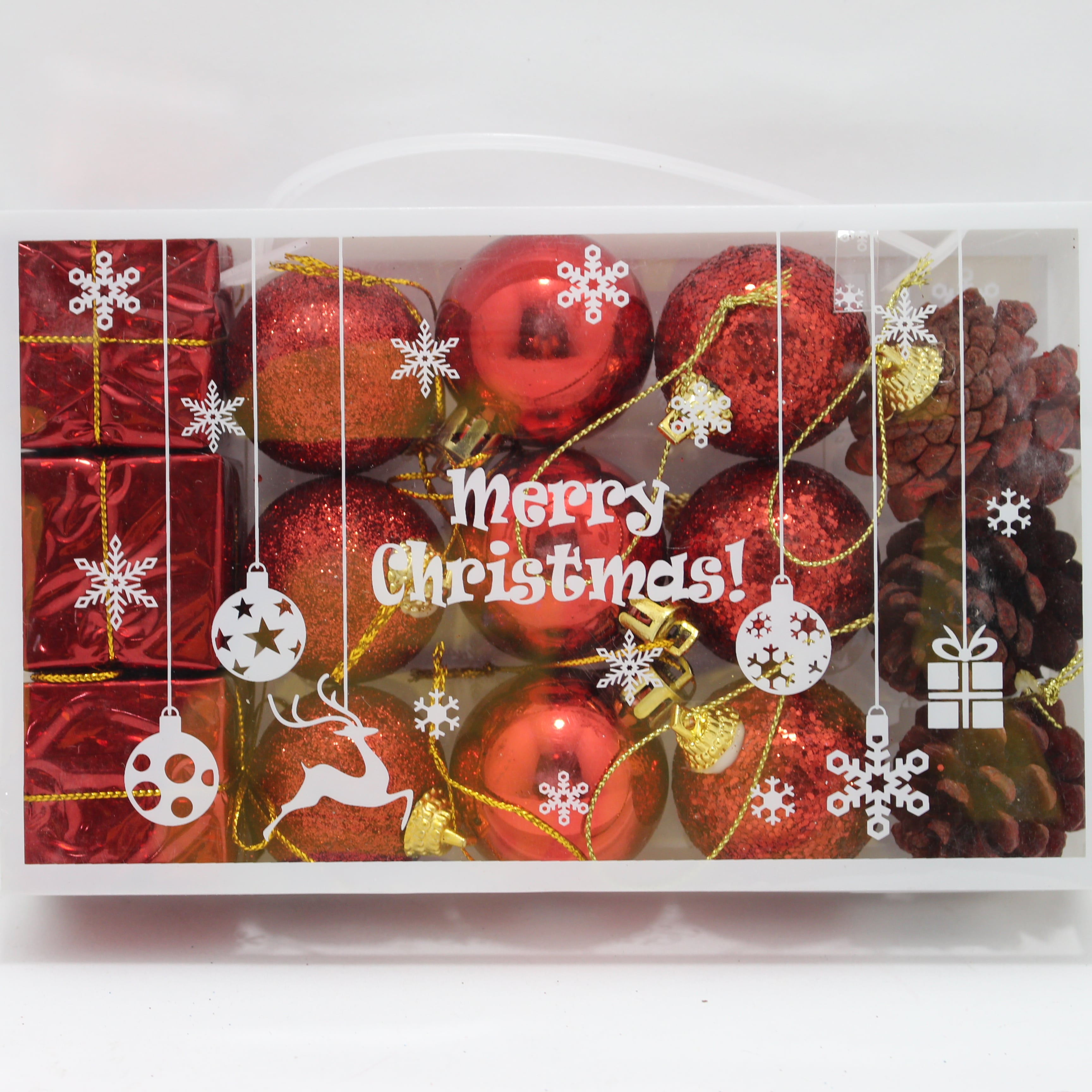 Set Rojo de bolas navideñas + regalos +