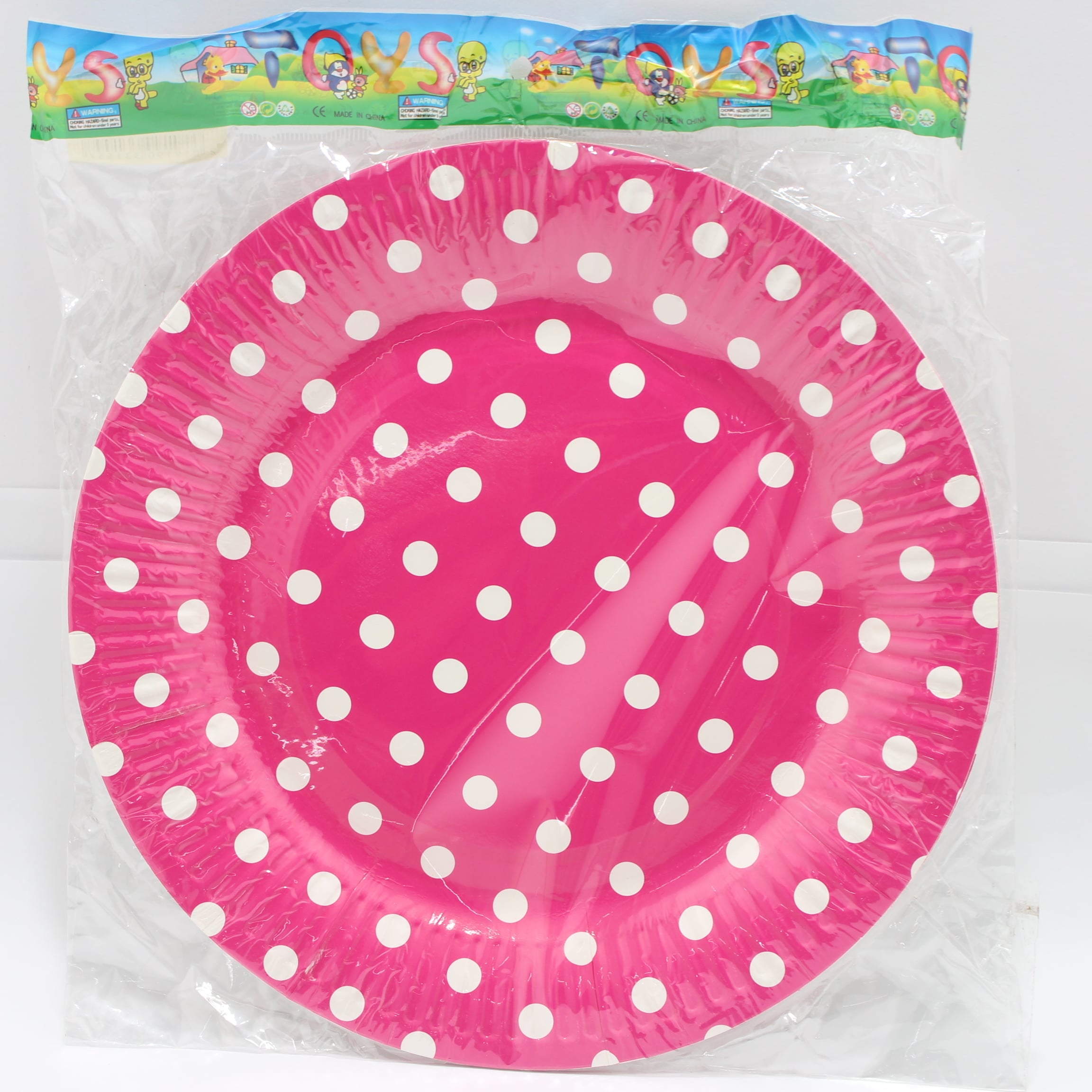 PLATO FUSCIA PUNTOS BLANCOS BOLSA  18CM