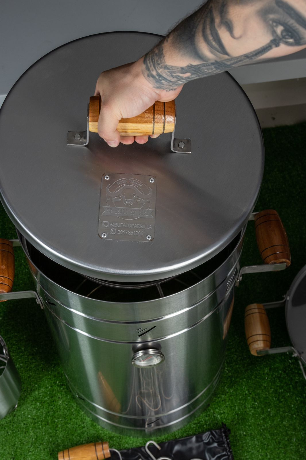 ASADOR TIPO BARRIL PEQUEÑO EN ACERO INOX