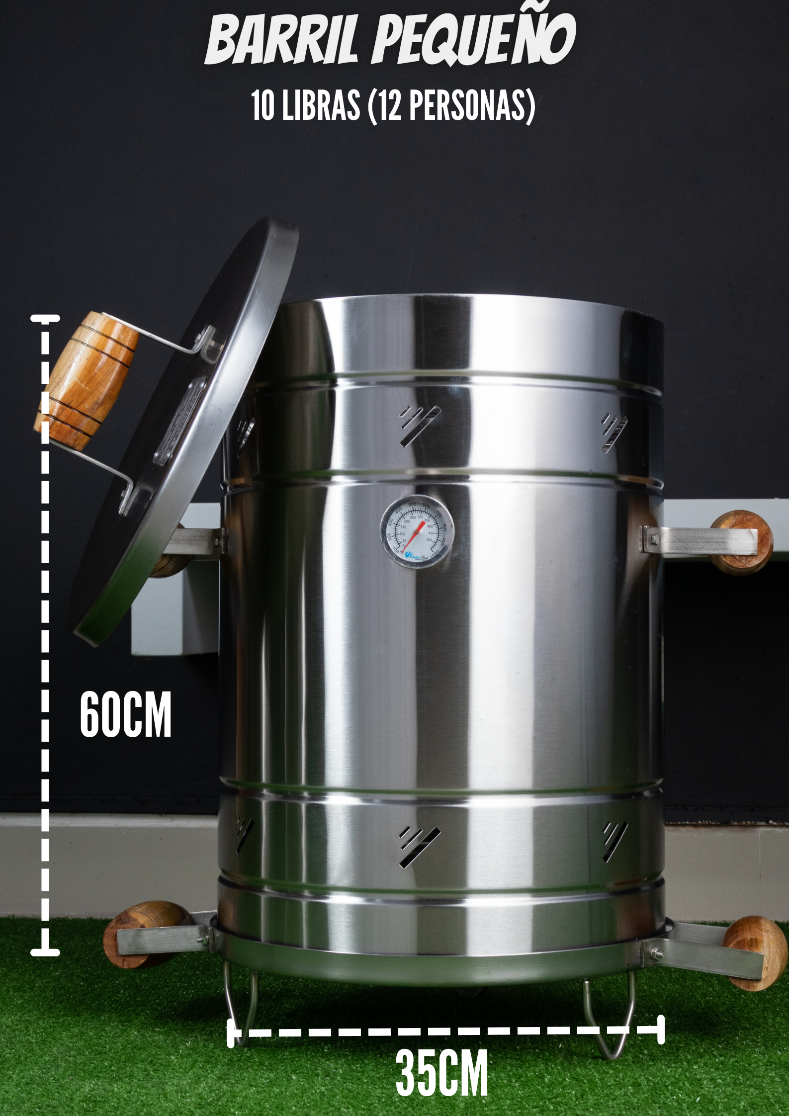 Miniatura 5 de ASADOR TIPO BARRIL PEQUEÑO EN ACERO INOX