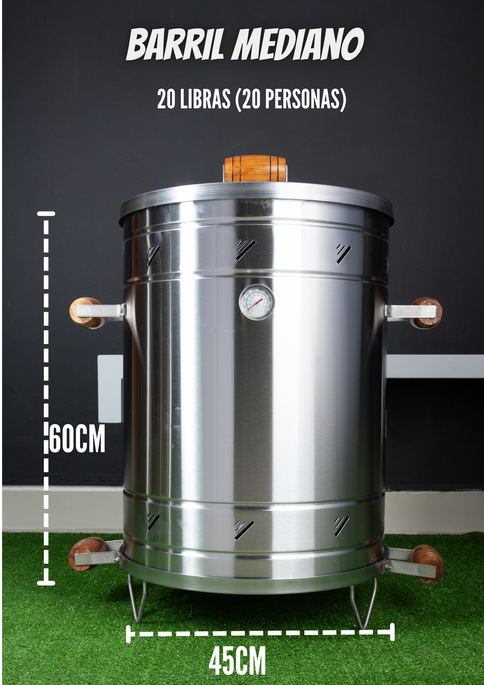 Miniatura 5 de ASADOR TIPO BARRIL MEDIANO EN ACERO INOX