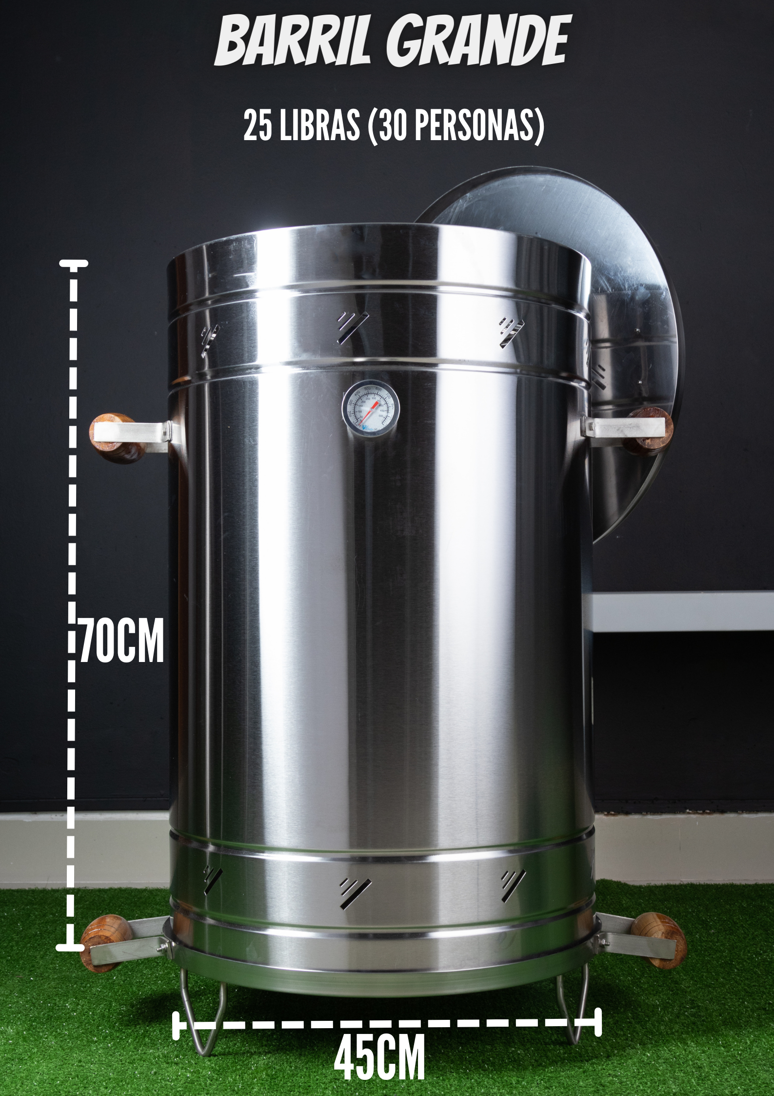 Miniatura 5 de ASADOR TIPO BARRIL GRANDE EN ACERO INOX