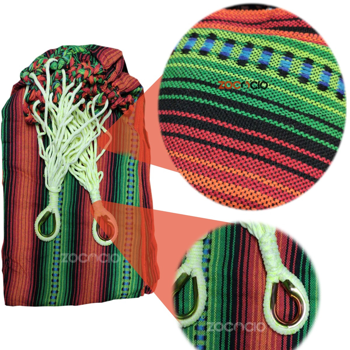 Miniatura 4 de Hamaca De Colores Tejida Aros Metálica3M