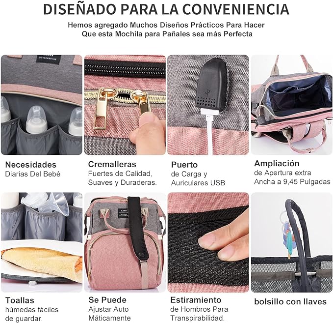 Miniatura 4 de Pañalera Multifuncional Morral Cambiador