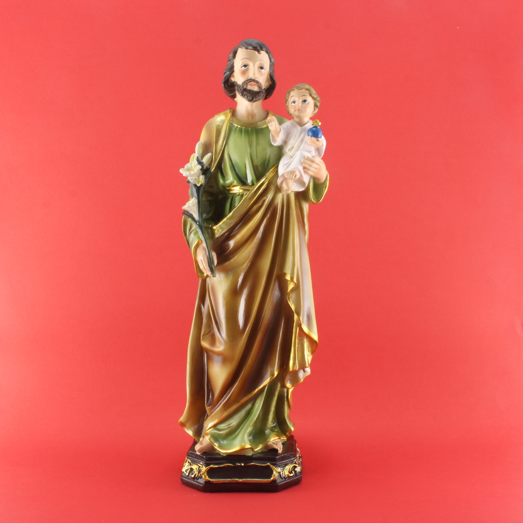 Figura religiosa San José obrero con ni