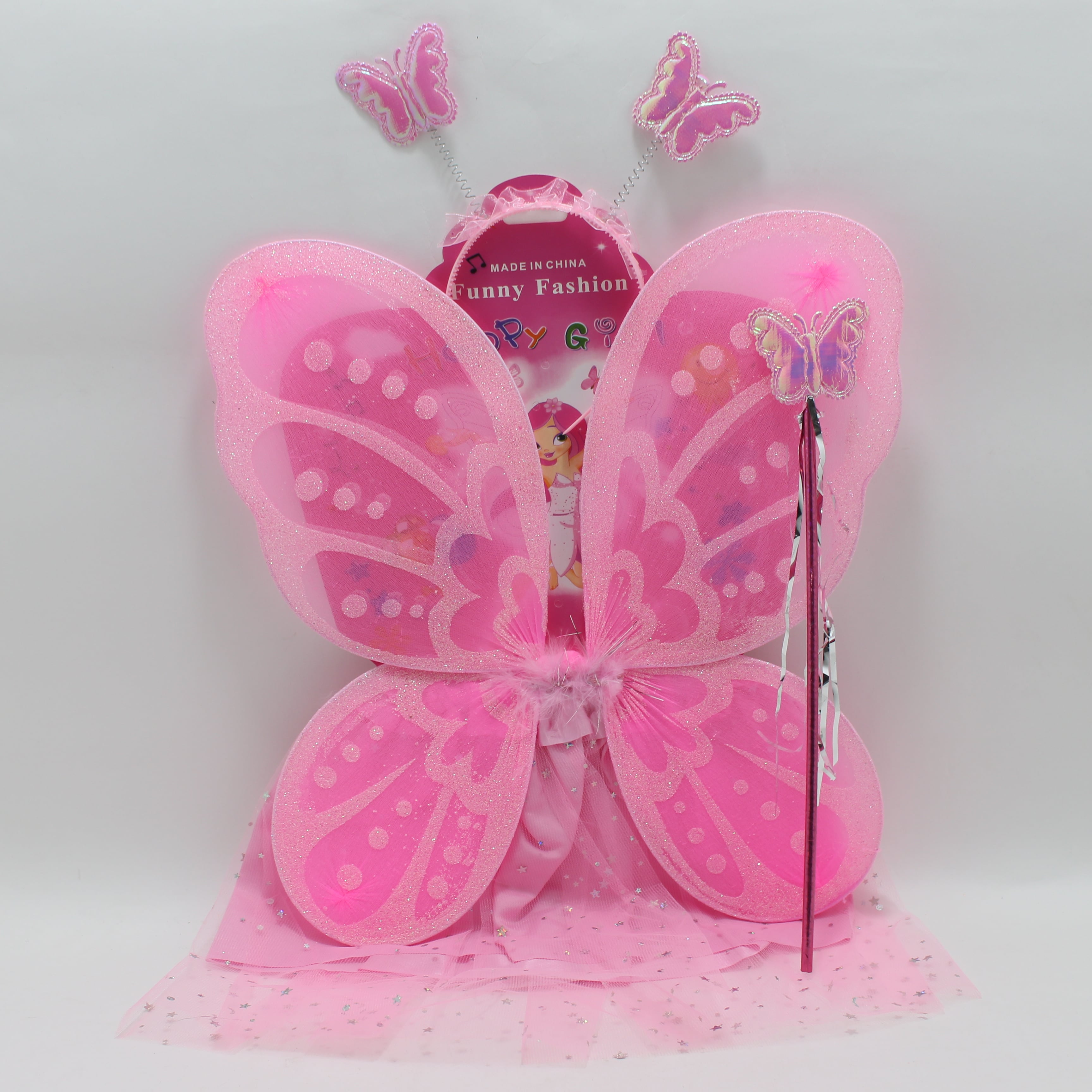 Tutu  color rosa, con alas, diadema y t