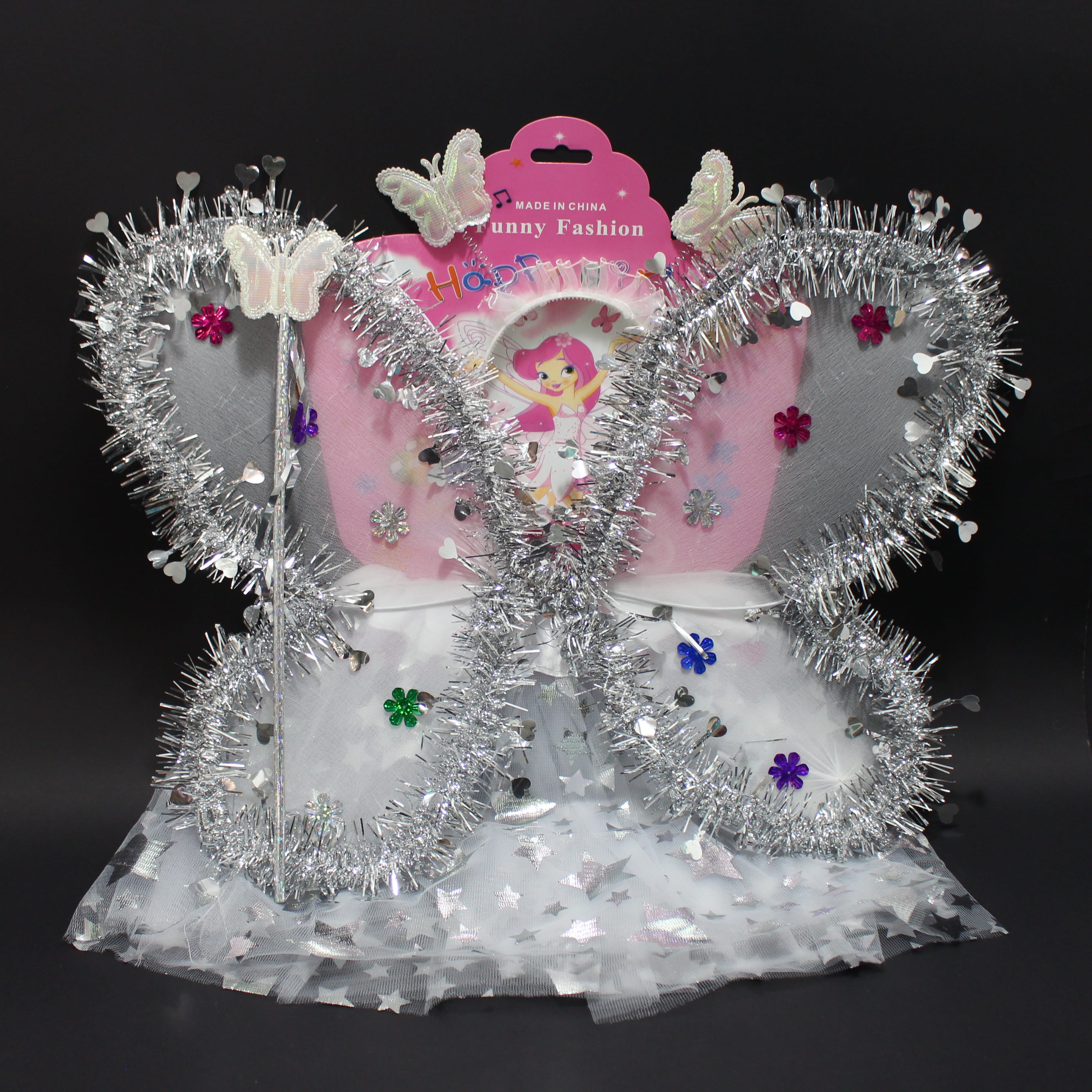 Tutu con alas de Ada plateado,  tiara y