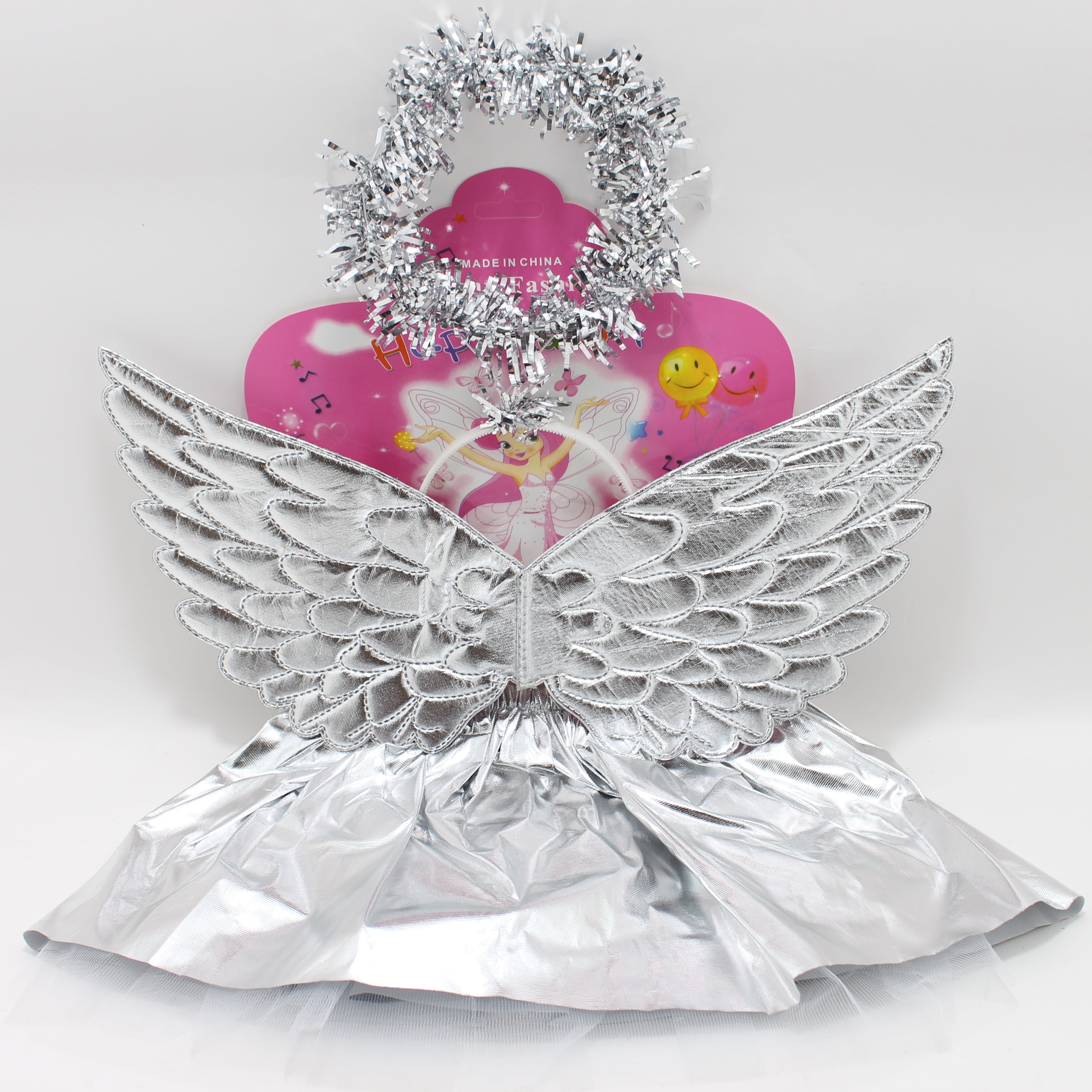 Tutu plateado con alas plateadas de áng