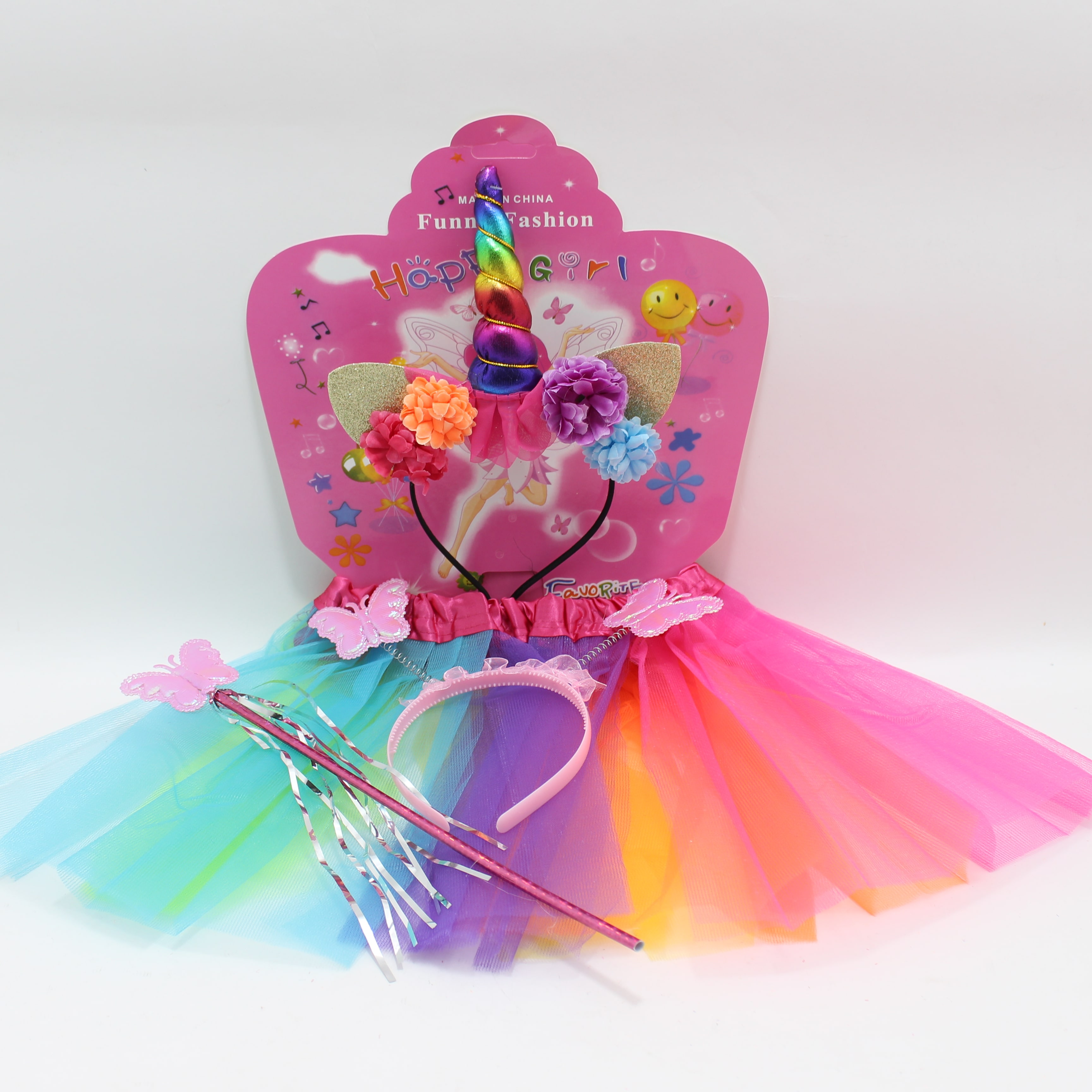 Tutu Arcoíris colores Pastel + Tiara y