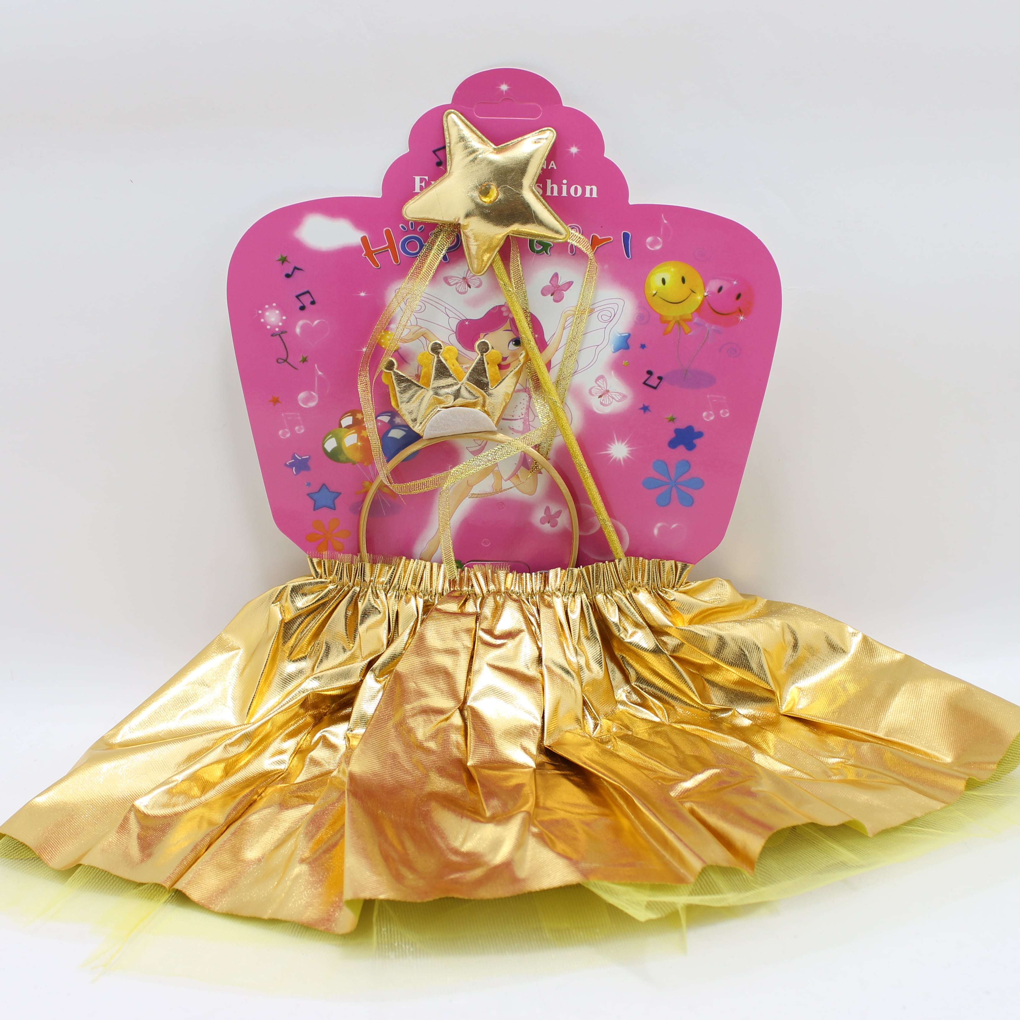 Tutu Dorado con diadema de corona y Tia