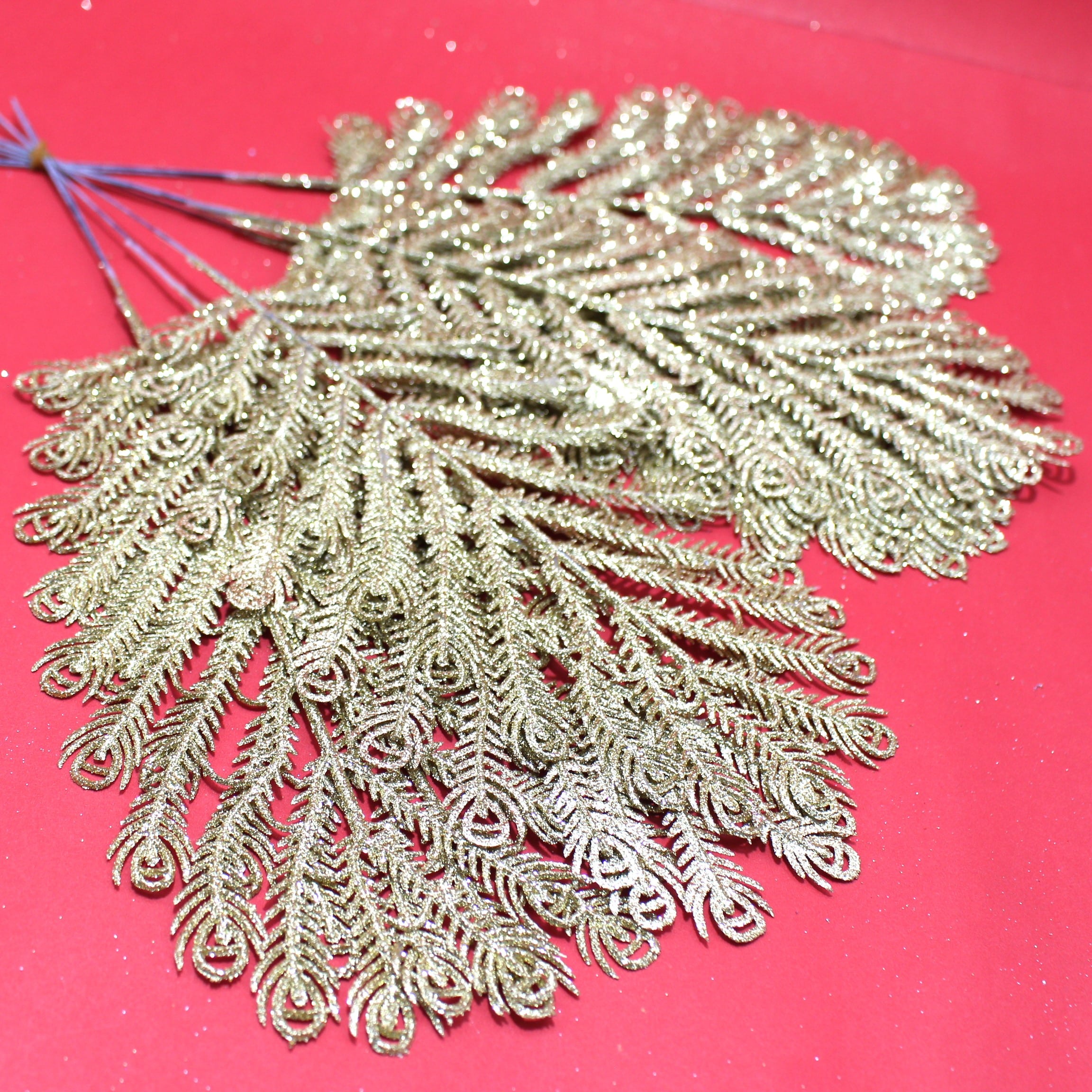 Miniatura 2 de Flor Dorada navideña escarchada hoja on