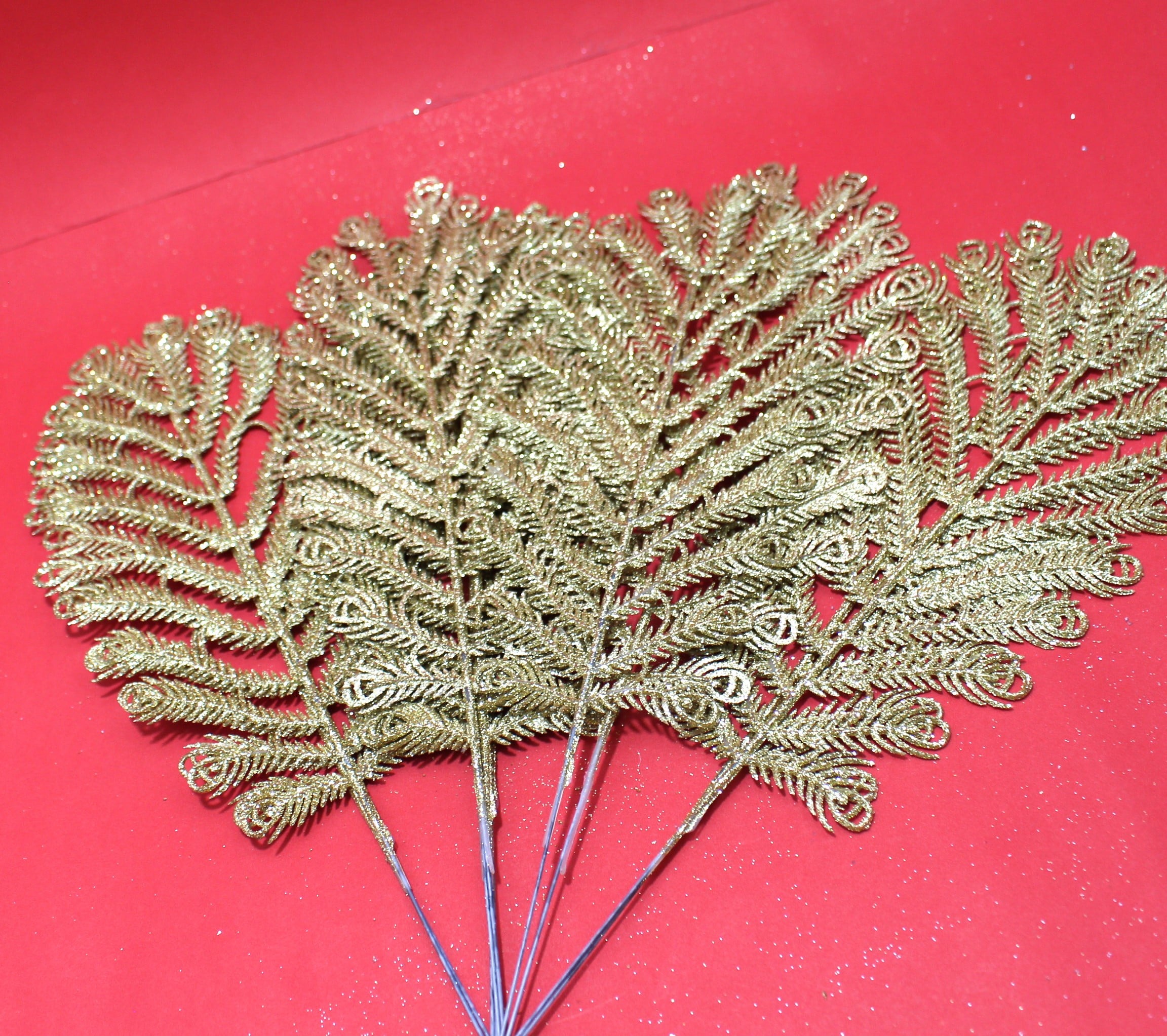 Miniatura 4 de Flor Dorada navideña escarchada hoja on