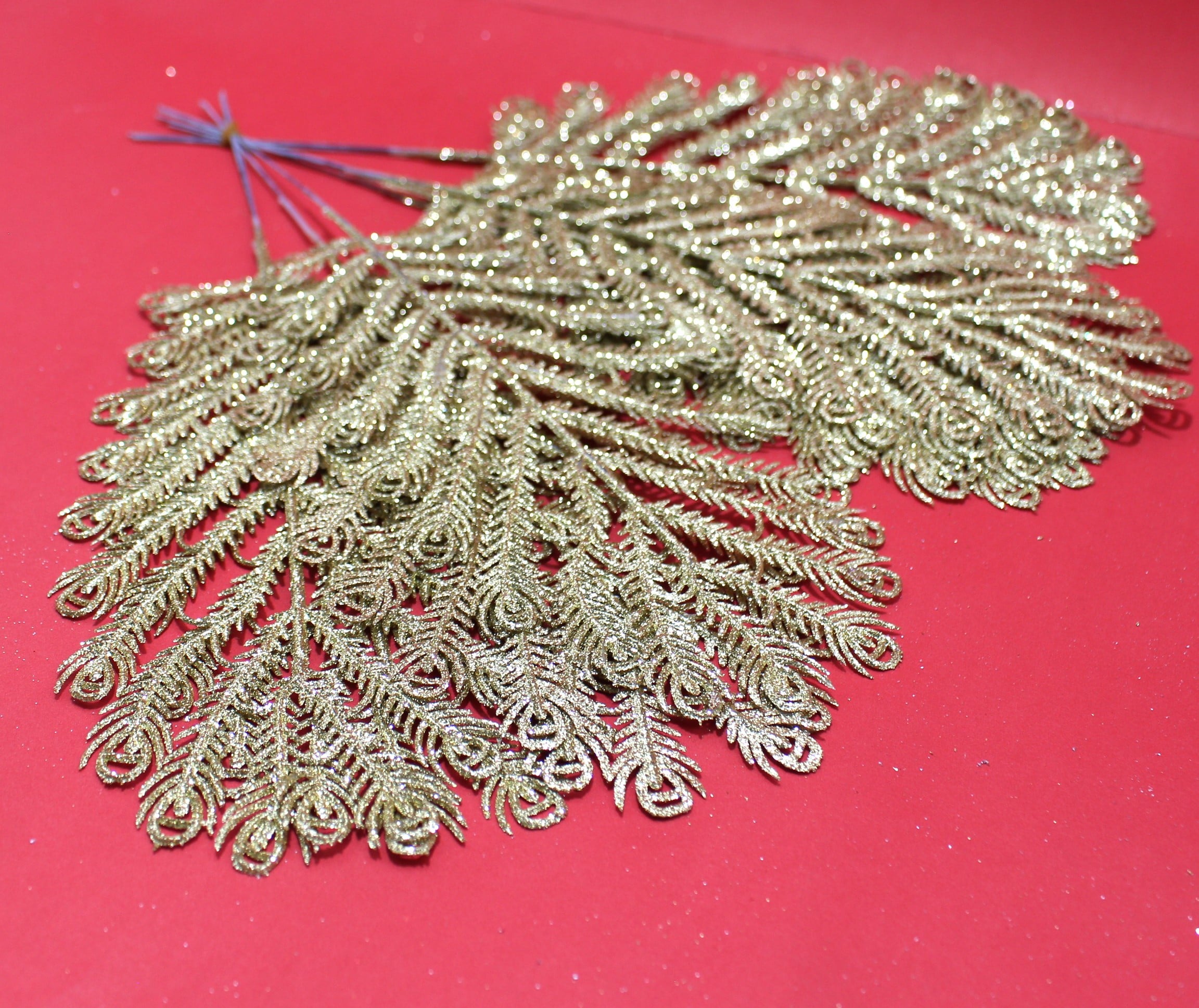 Miniatura 3 de Flor Dorada navideña escarchada hoja on