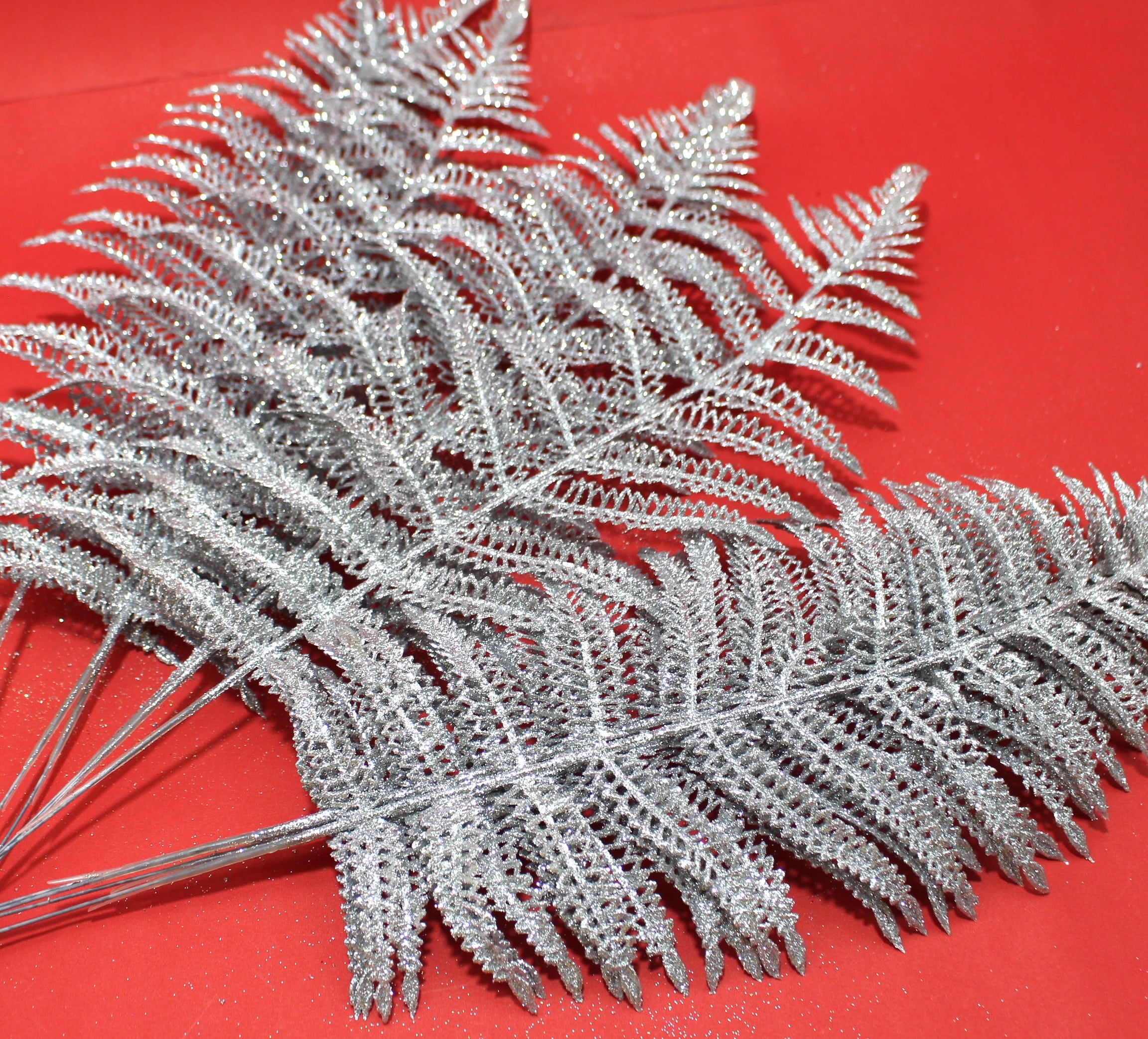 Miniatura 3 de Pin Plateado Flor navideña helecho x10