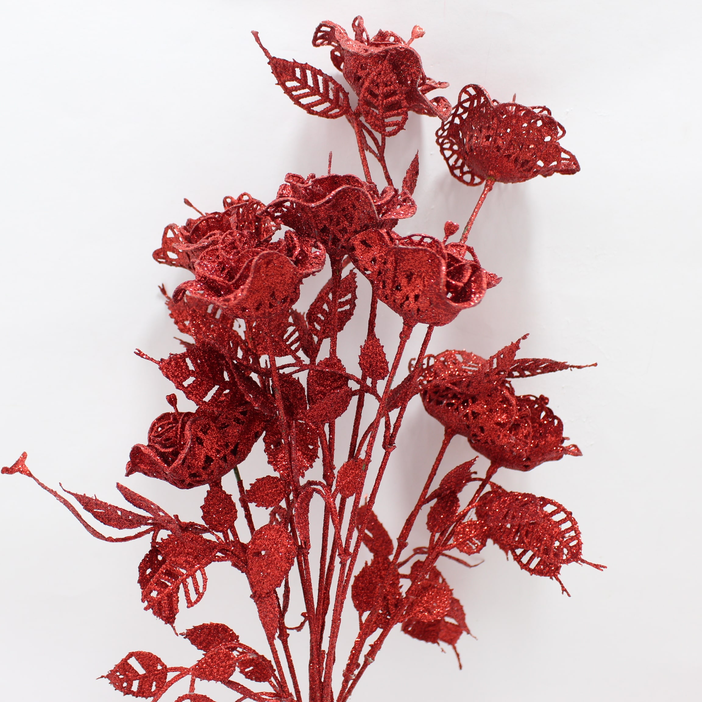 Flor Roja navideña estilo rosa x2