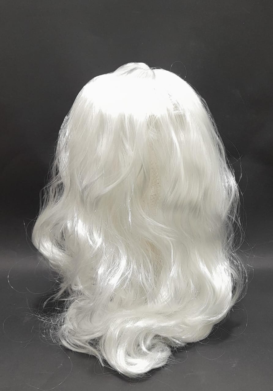 PELUCA ONDULADA BLANCA LARGA 50CM