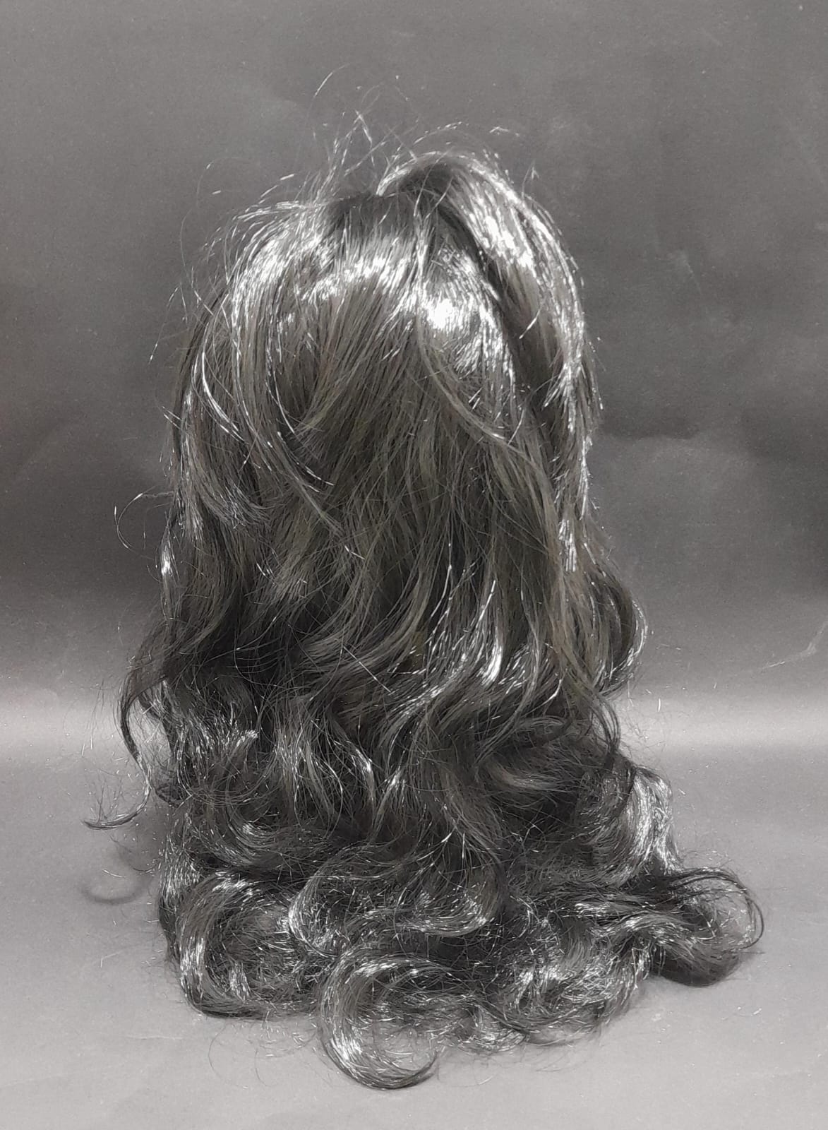 PELUCA ONDULADA  NEGRA LARGA 45CM