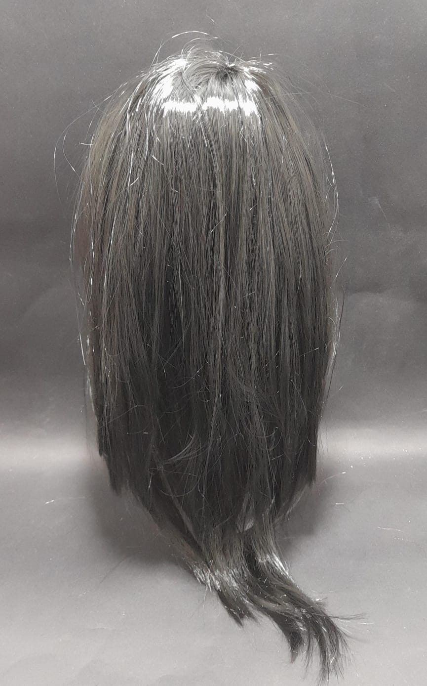 PELUCA LARGA LIZA CON FLEQUILLO  NEGRO