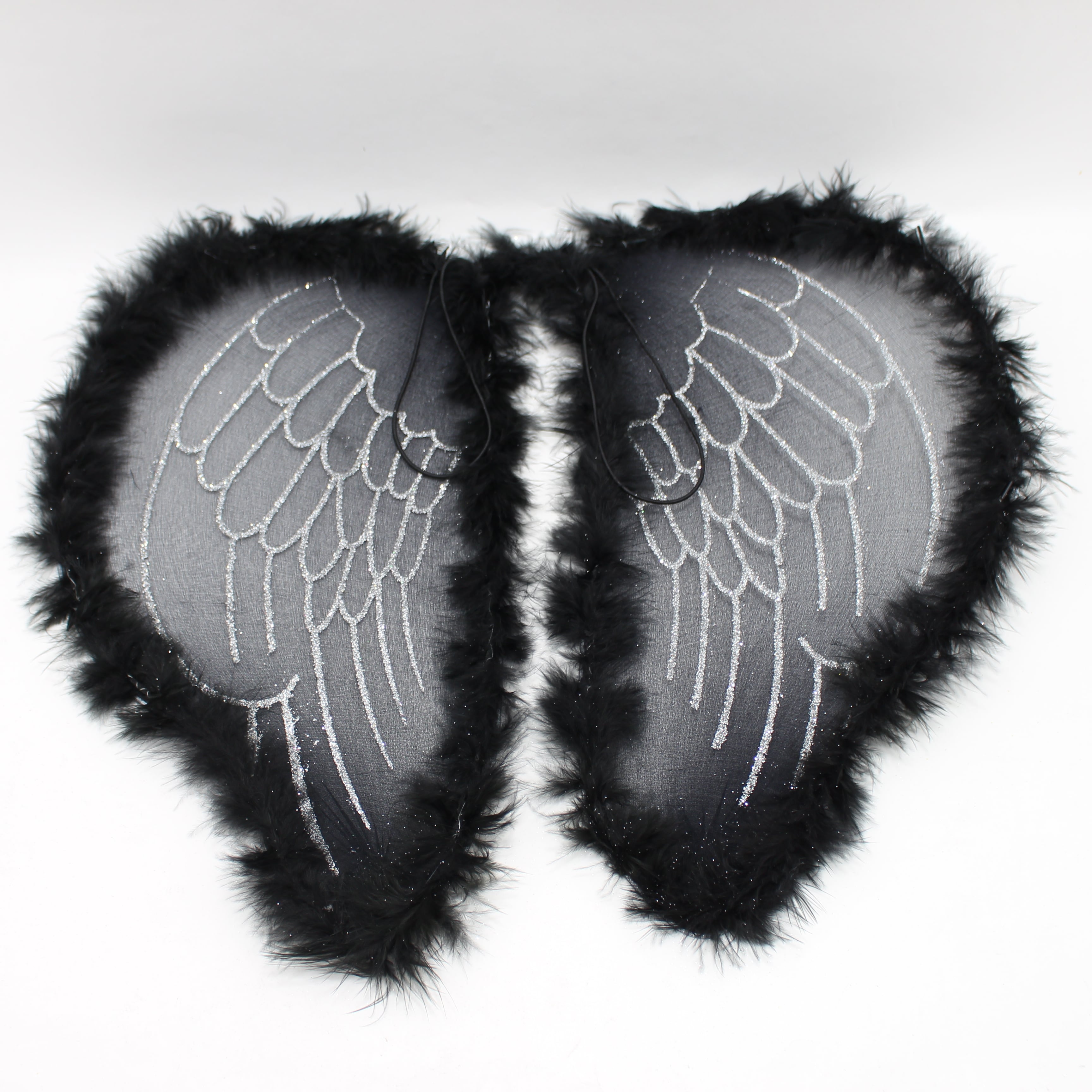 Alas de ángel escarchada negra plateada