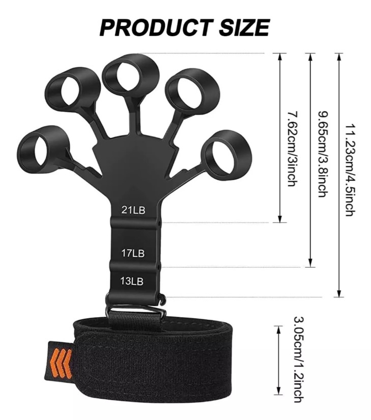 Miniatura 3 de SET EJERCITADOR DEDOS NEGRO Y GRIS